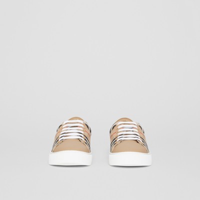 beige leather sneakers