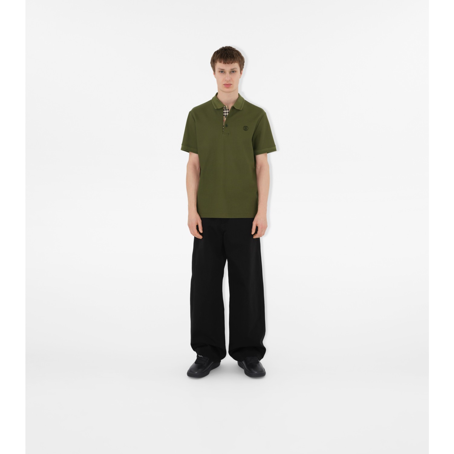 Cotton Polo Shirt in Olive Men Burberry Official