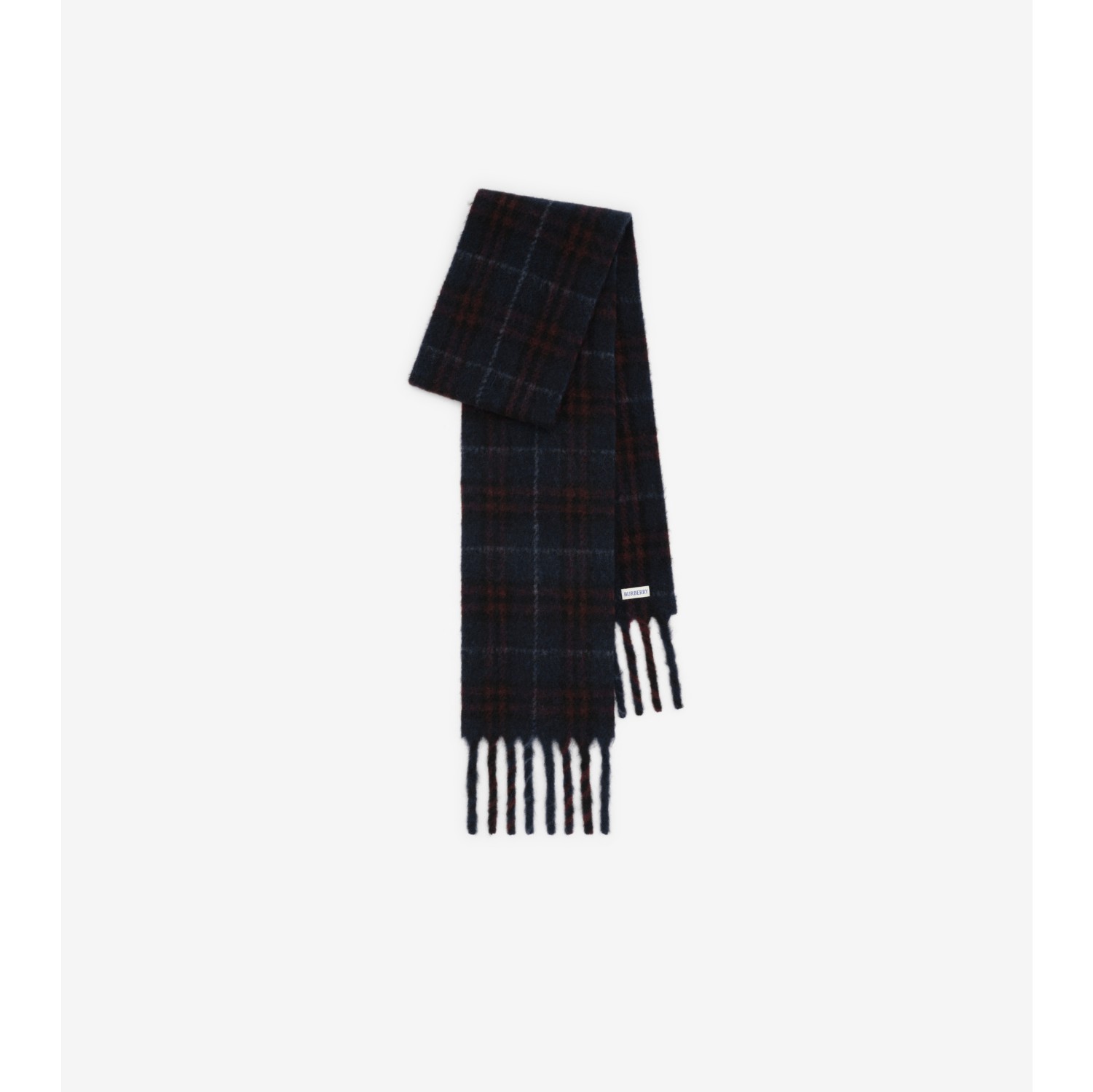 Narrow Check Alpaca Wool Blend Scarf