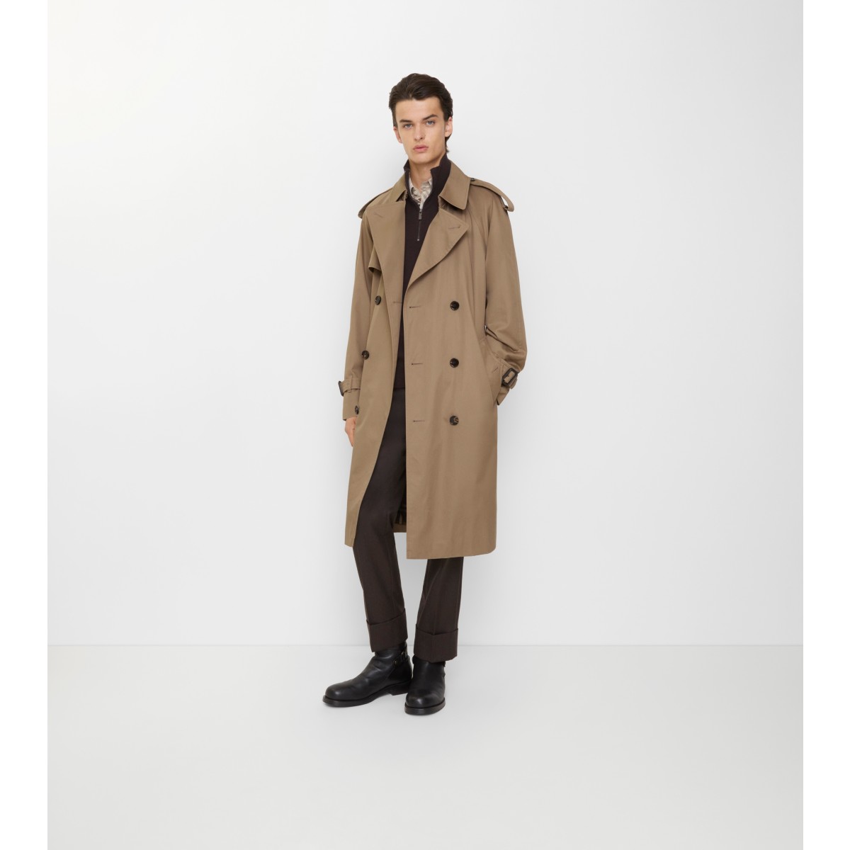  Check Long Gabardine Chestwood Trench Coat
