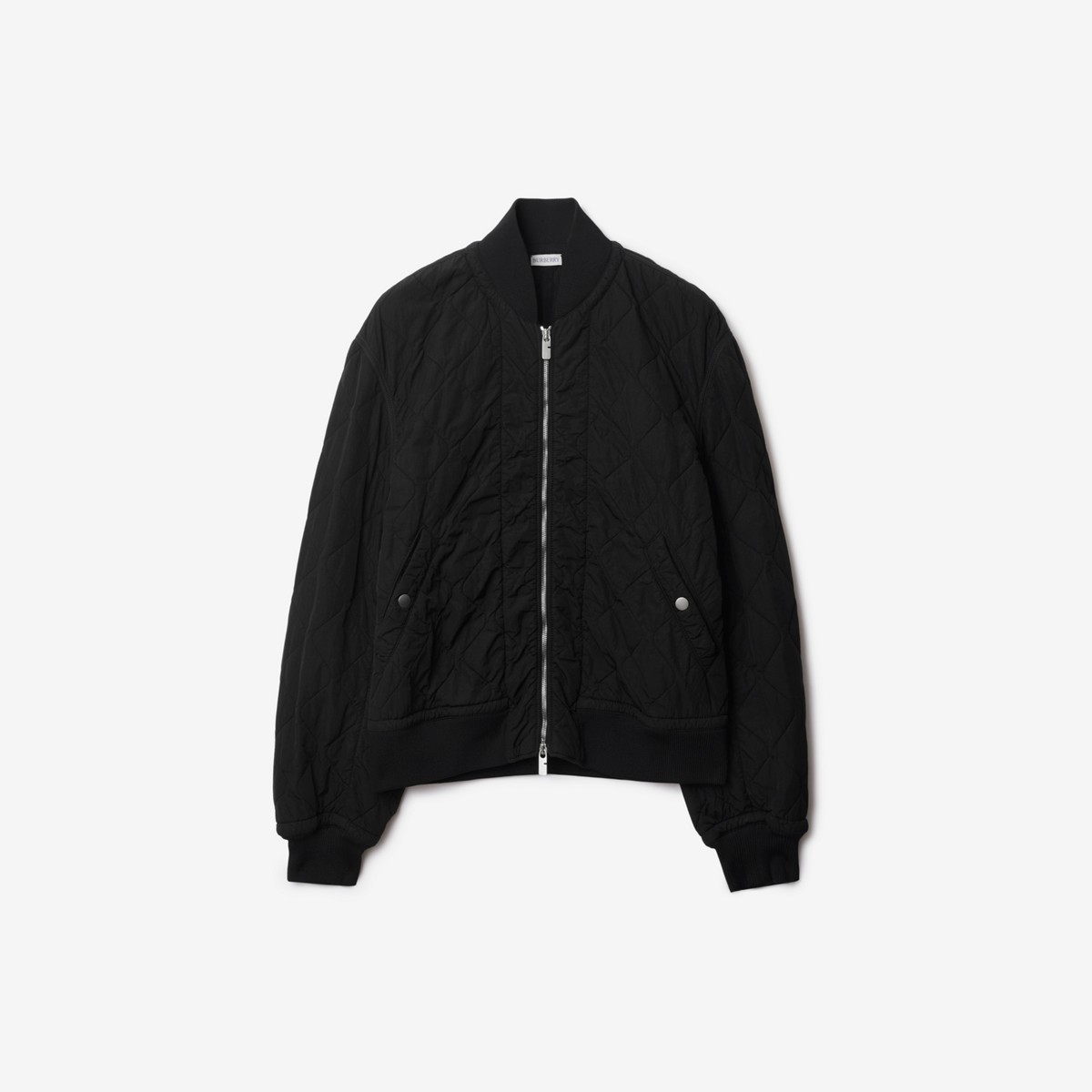 Shop Burberry Quilted Nylon Bomber Jacket In Onyx