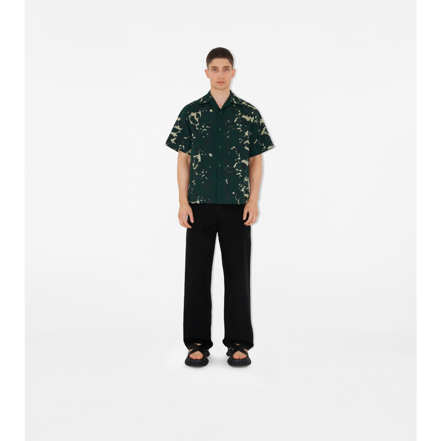 Camisa de algodão com estampa de plantas hera