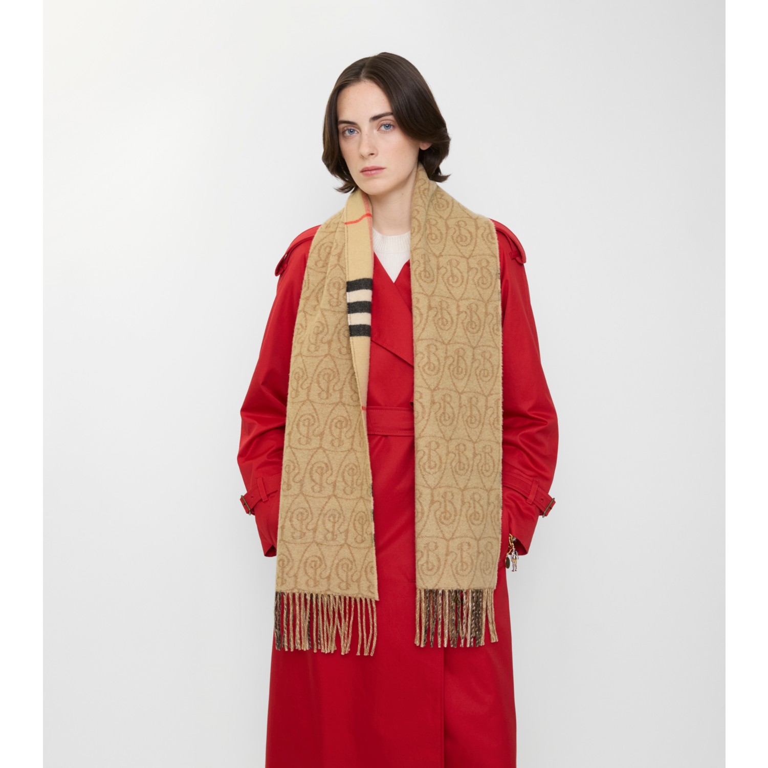 Reversible B Shield Cashmere Scarf