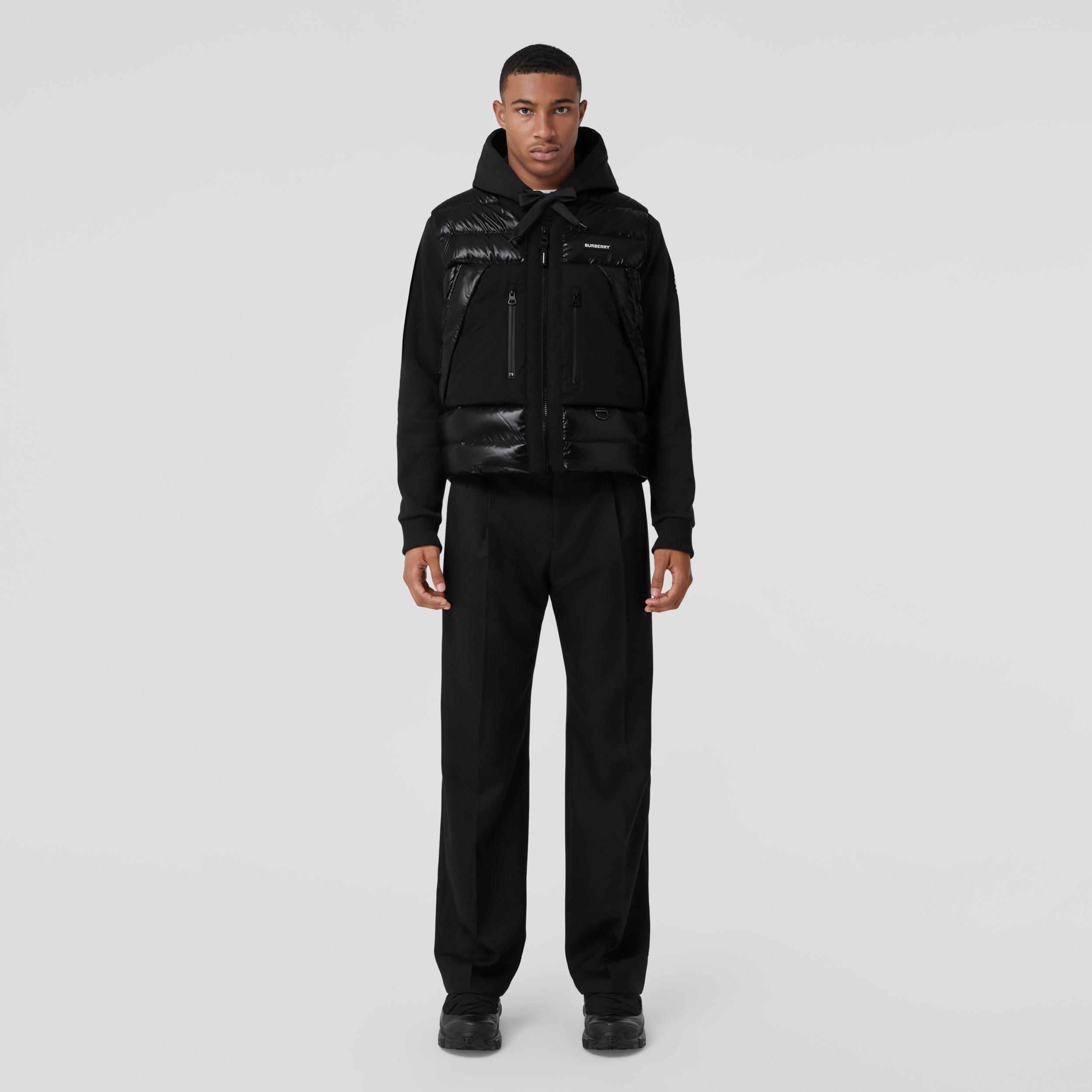 Logo Print Nylon Puffer Gilet in Black - Men | Burberry® Official - 1