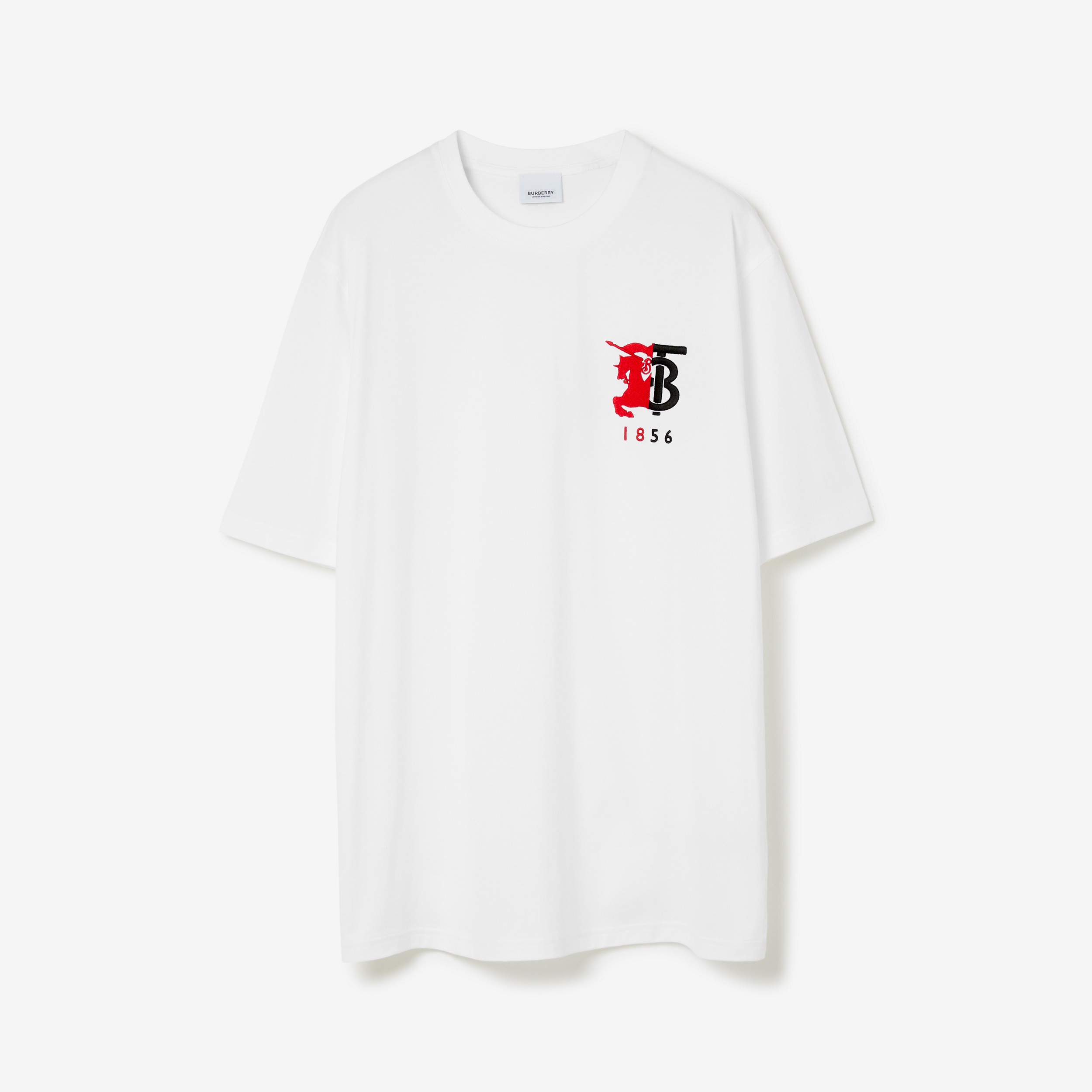 Camiseta de algodão com estampa de logotipo gráfico contrastante (Branco) - Homens | Burberry® oficial - 1