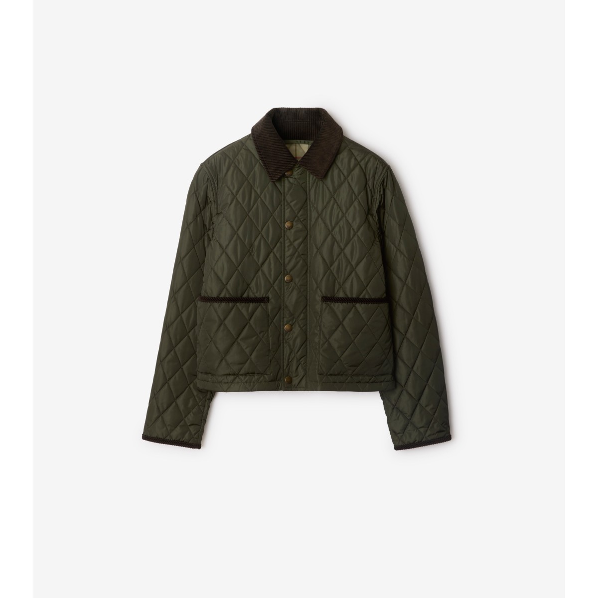Shop Burberry Cropped Quilted Nylon Jacket In Shale/brush