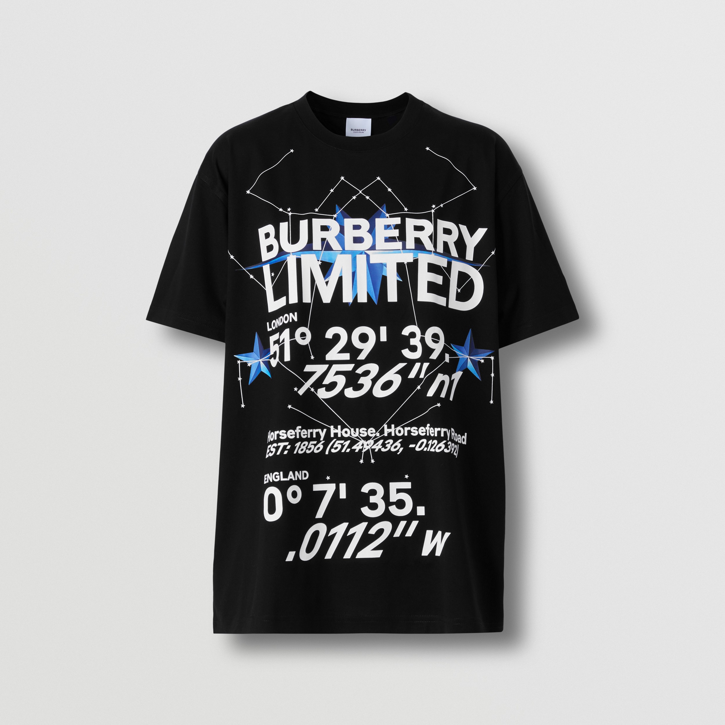 Constellations Print Oversized T-shirt in Black - Women | Burberry® Official - 4
