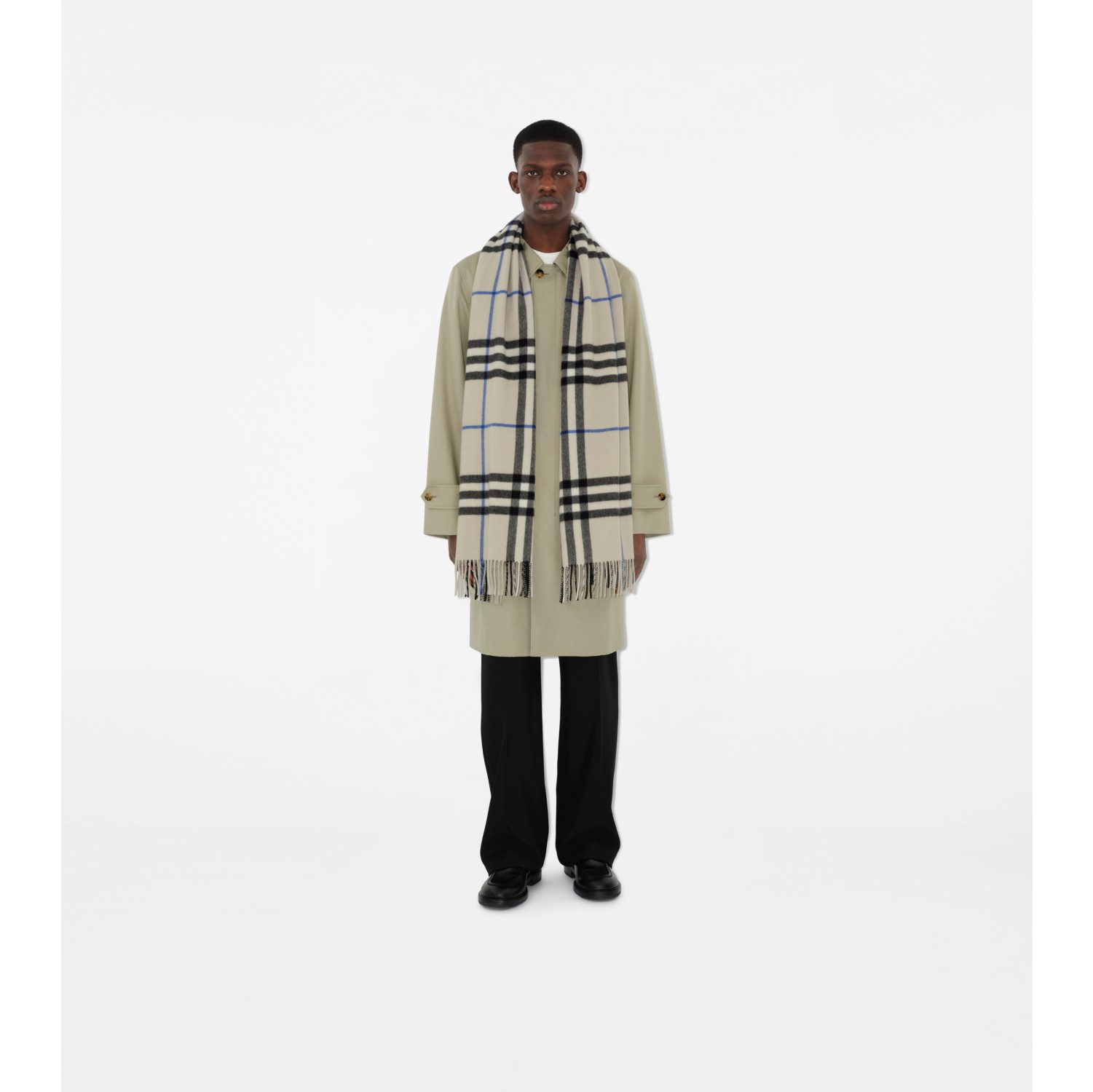 Wide Check Cashmere Scarf