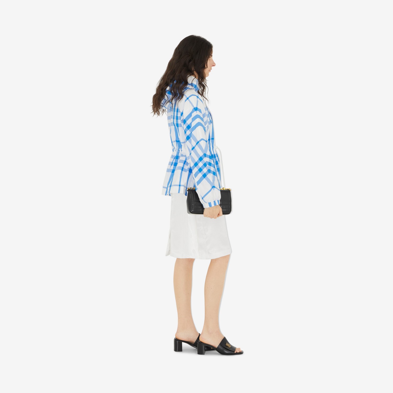 Chaqueta en nailon Check con capucha (Blanco Óptico) - Mujer | Burberry® oficial