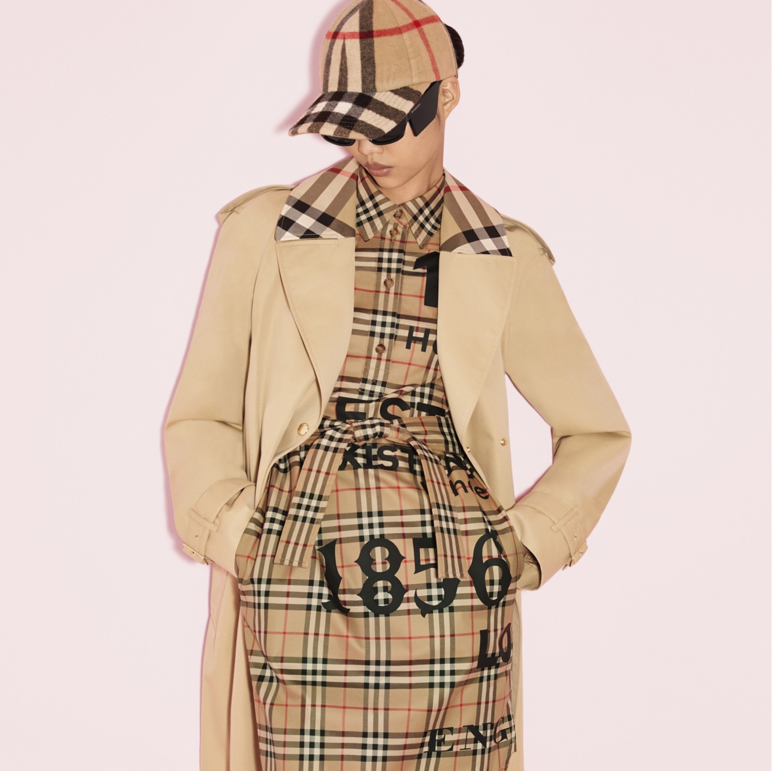 Casquette de baseball en laine Exaggerated Check