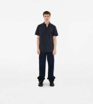 Slim Fit Stretch Cotton Shirt in Navy - Men | Burberry® Official