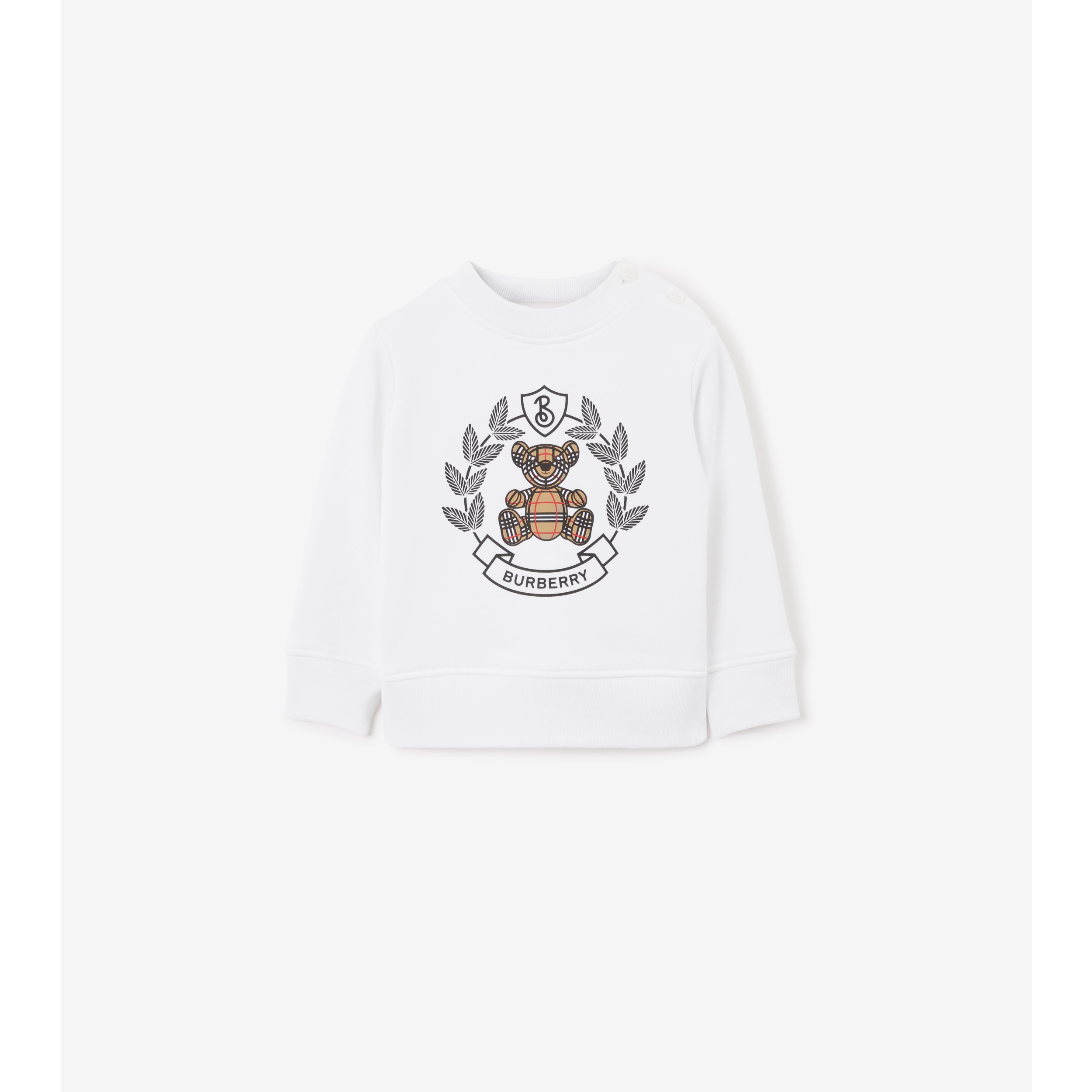 Thomas Bear Print Cotton Sweatshirt in White - Children | Burberry