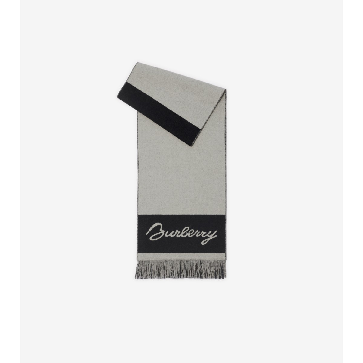 Shop Burberry Ekd Logo Wool Scarf In Plaster