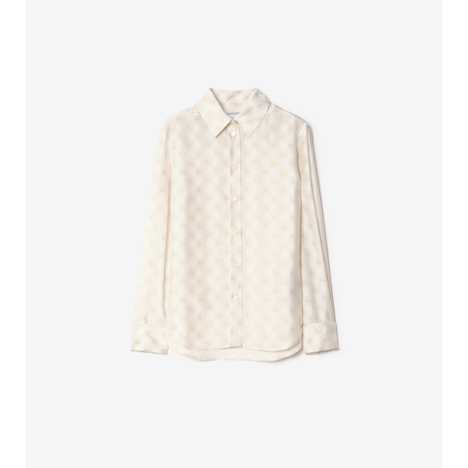 Classic Fit Knight Checkerboard Silk Shirt