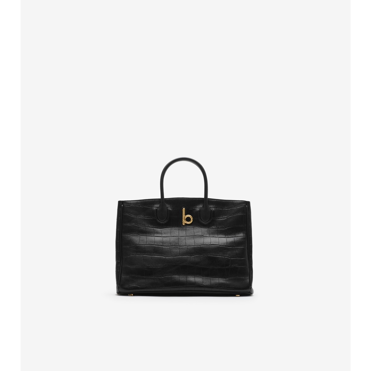 Burberry Womens Rocking Horse Small Leather Tote Bag Black In Black