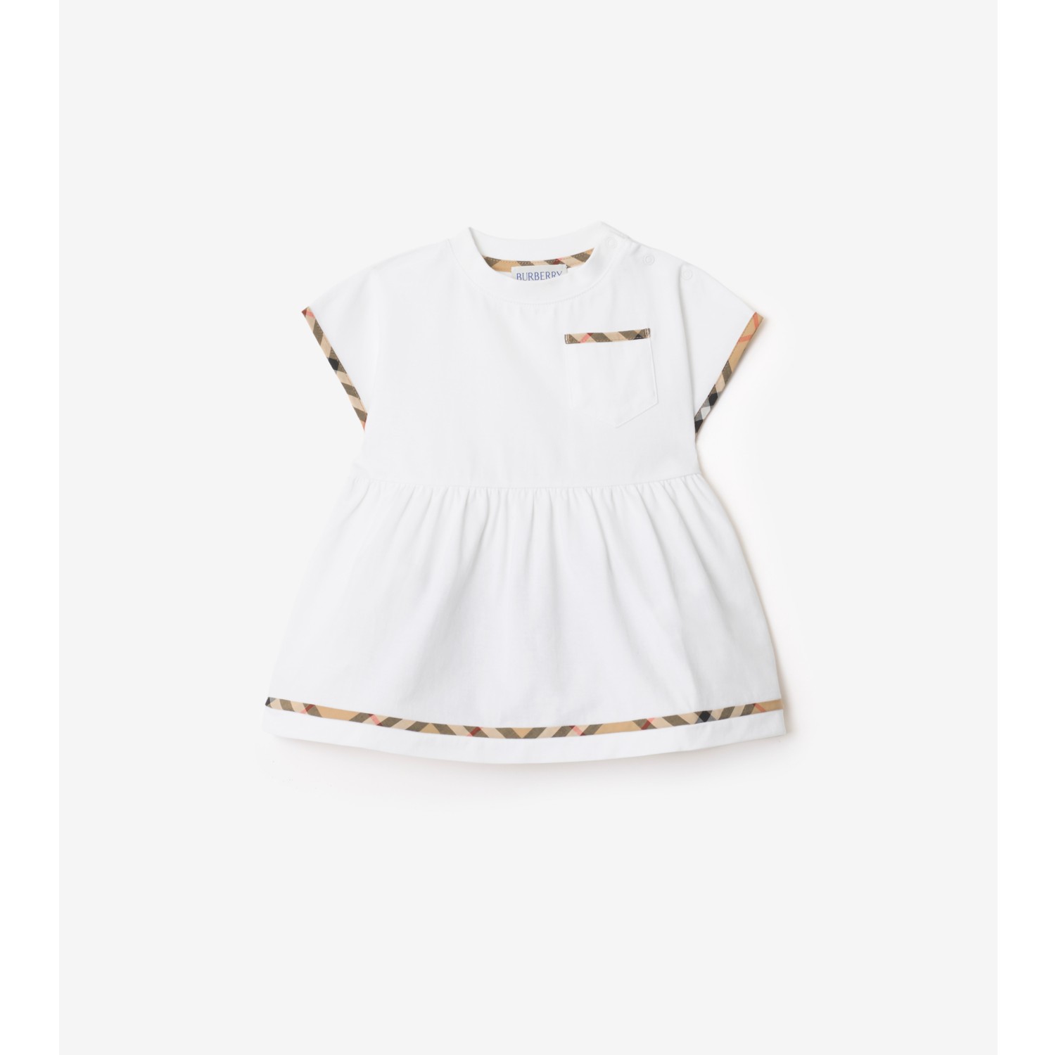 Check Trim Cotton Dress with Bloomers