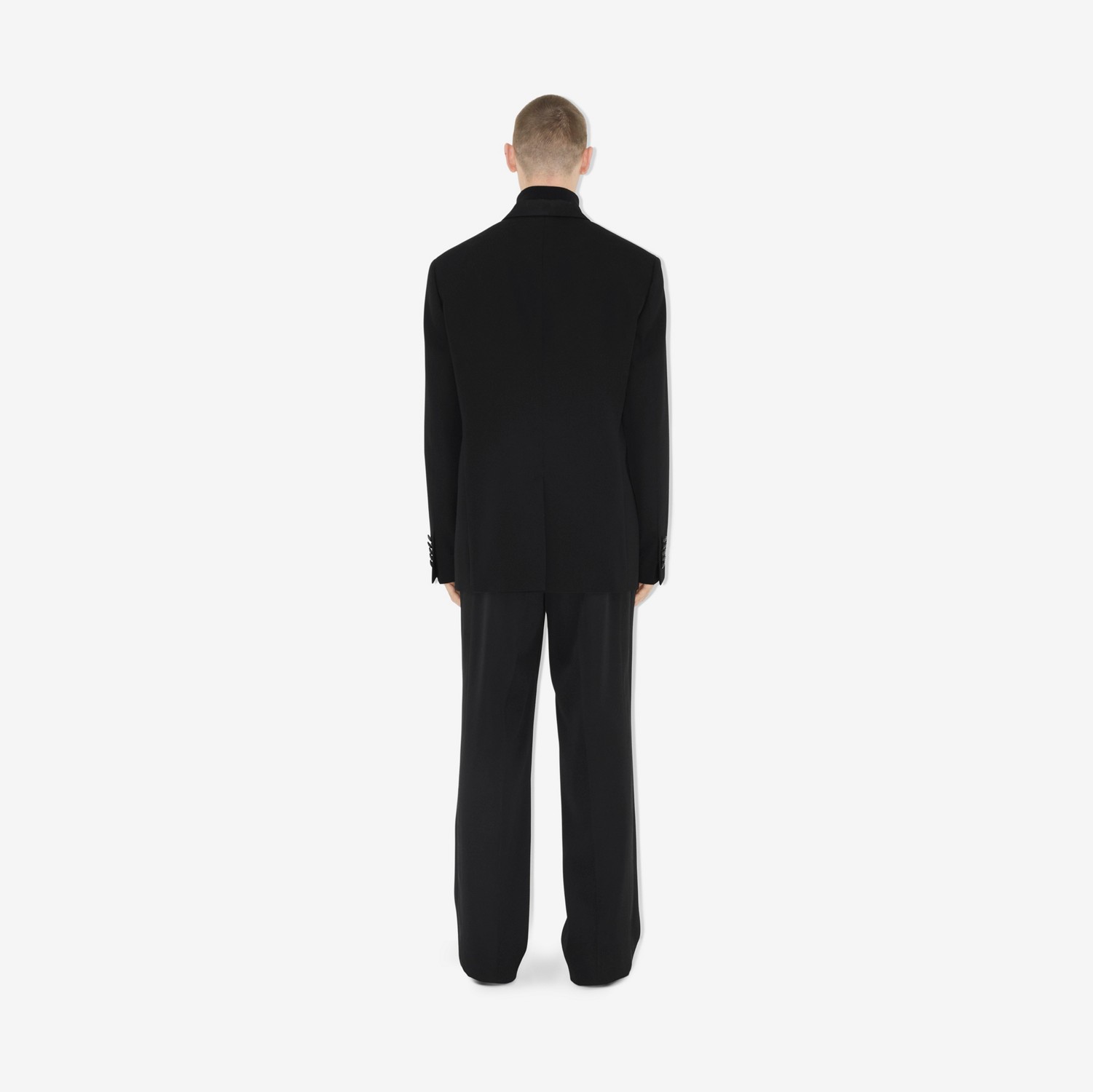 Calças estilo pantalona de lã com listras laterais (Preto) - Homens | Burberry® oficial