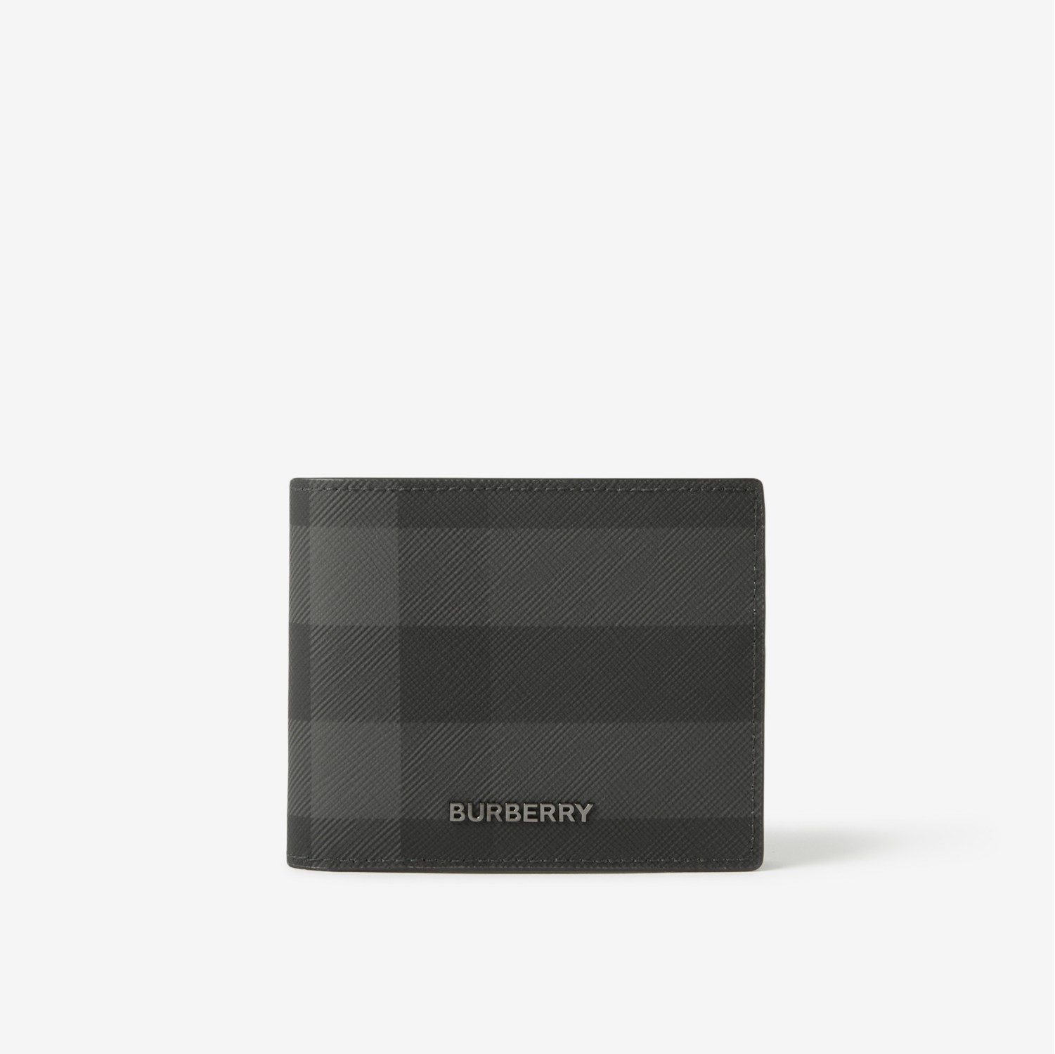 Charcoal Check and Leather Bifold Wallet