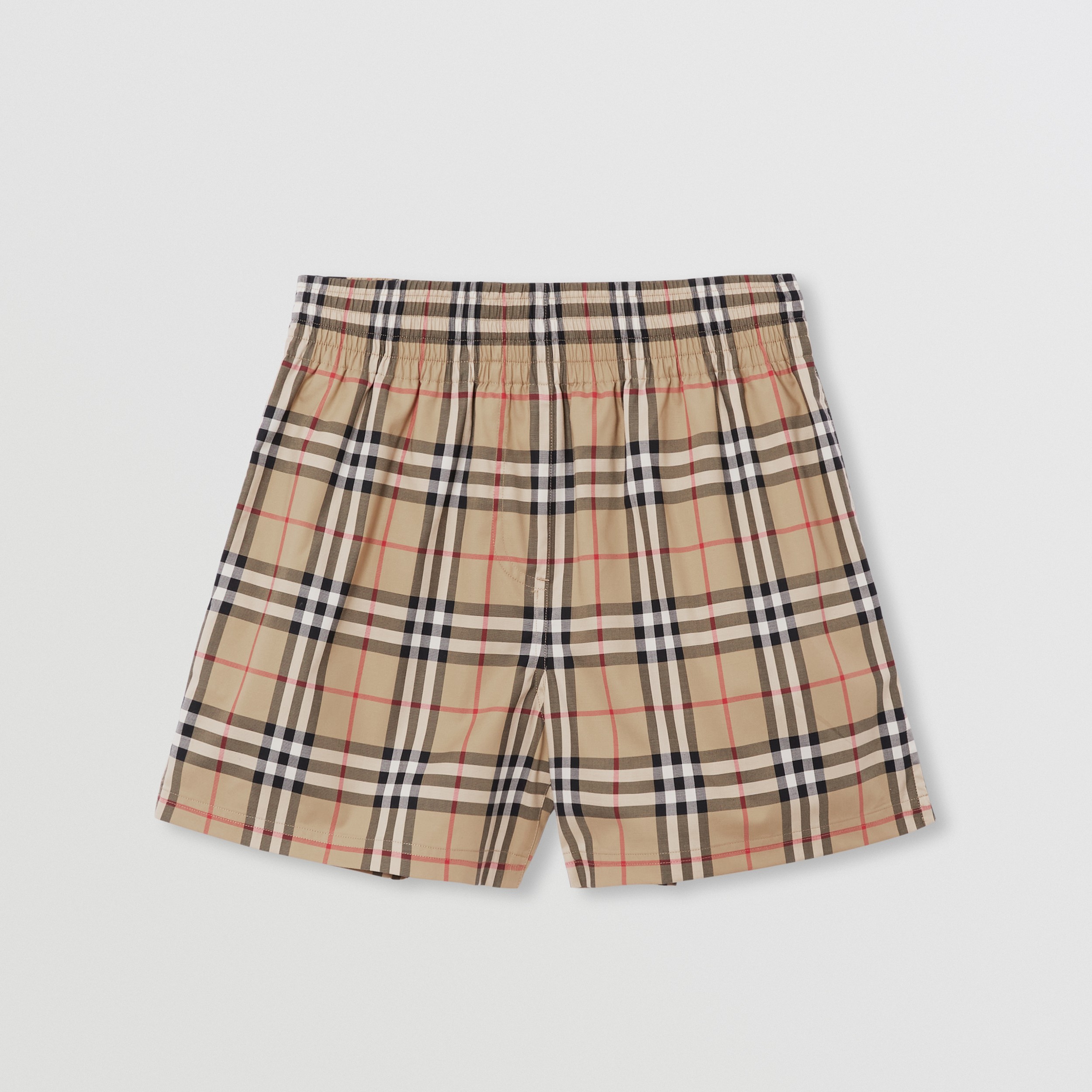 Side Stripe Vintage Check Stretch Cotton Shorts in Archive Beige - Women | Burberry® Official - 4