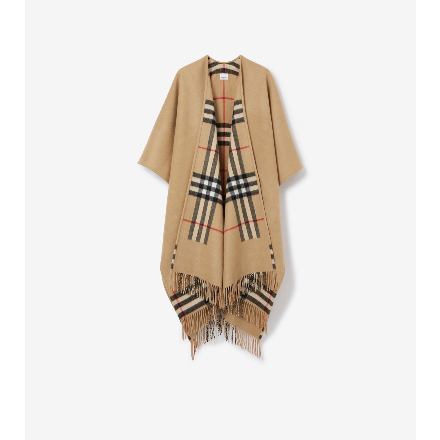 チェック ウールカシミア リバーシブル ケープ (アーカイブベージュ) | Burberry®公式サイト