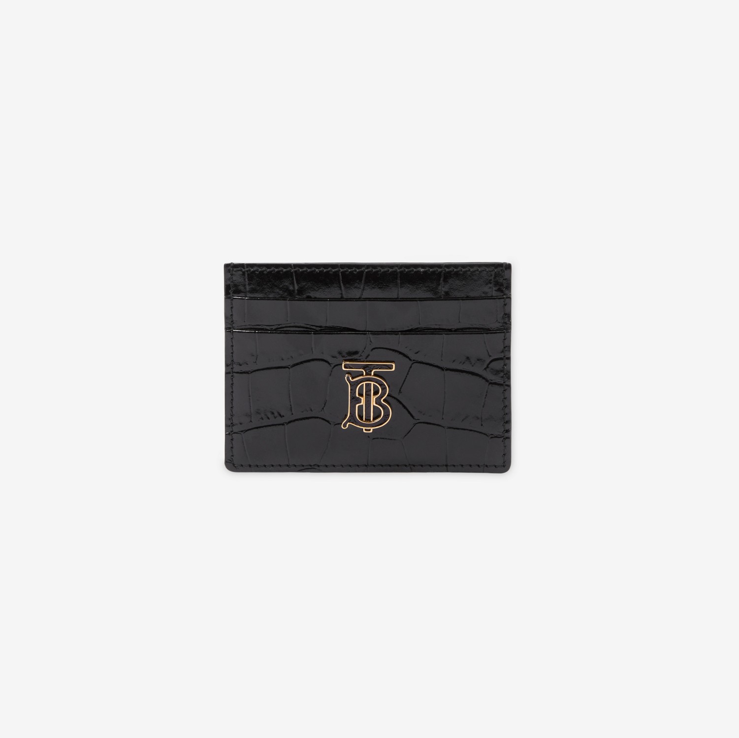 Embossed Leather TB Card Case in Black - Women | Burberry® Official
