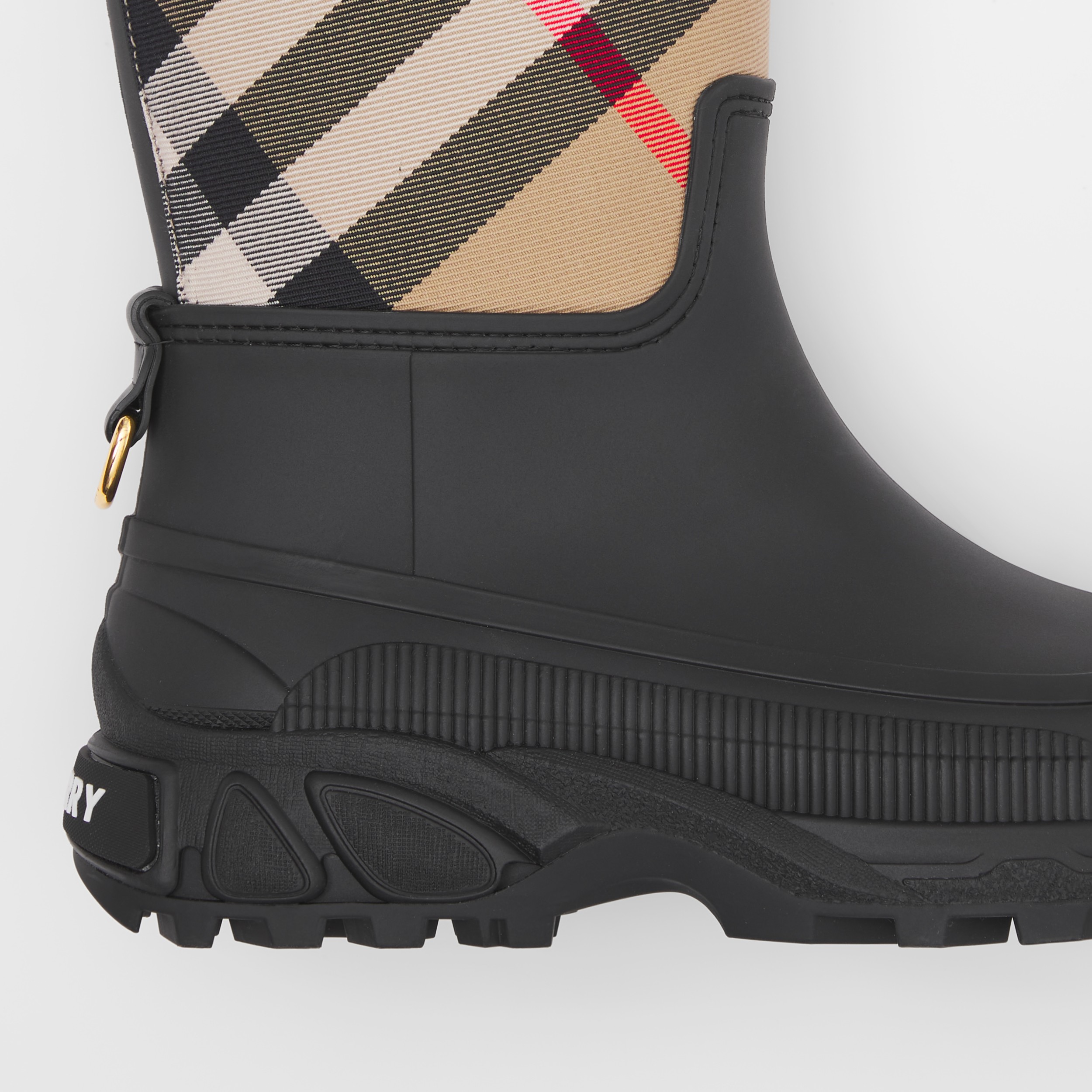 House Check Panel Rain Boots in Black/archive Beige - Women | Burberry®  Official
