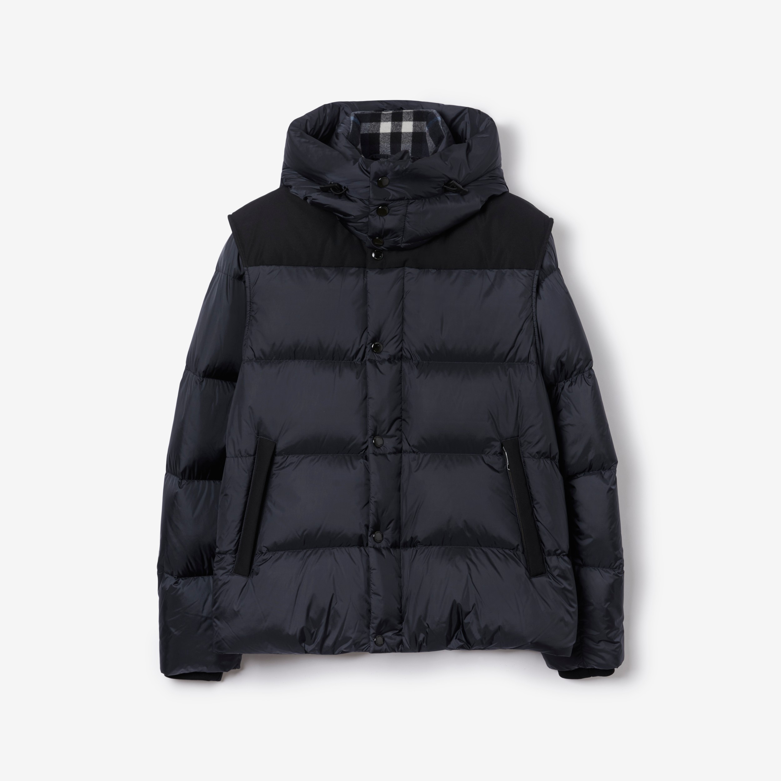 Detachable Sleeve Hooded Puffer Jacket in Navy - Men | Burberry® Official