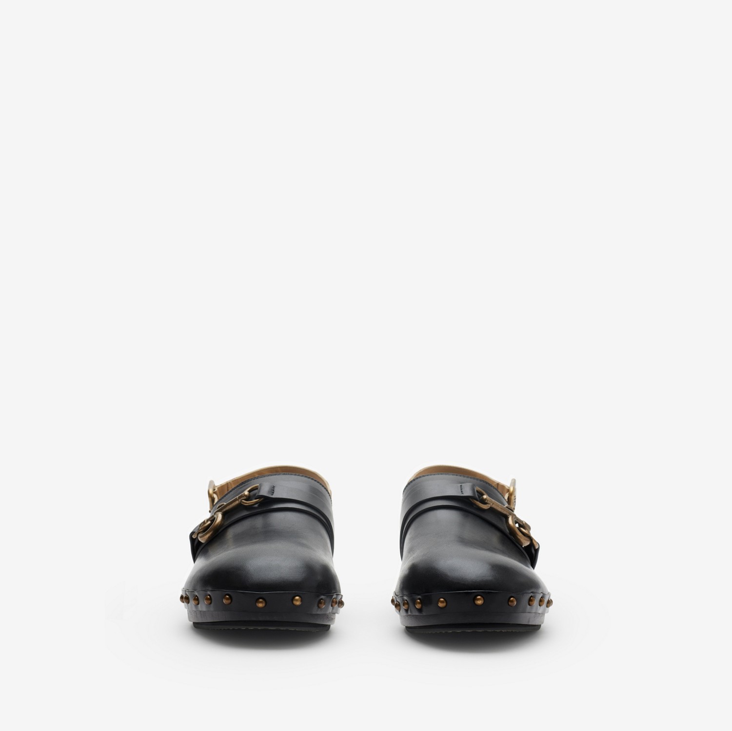 Leather Trunk Strap Clogs in Black/sand - Men | Burberry Leather Trunk Strap Clogs in Black/sand - Men | Burberry