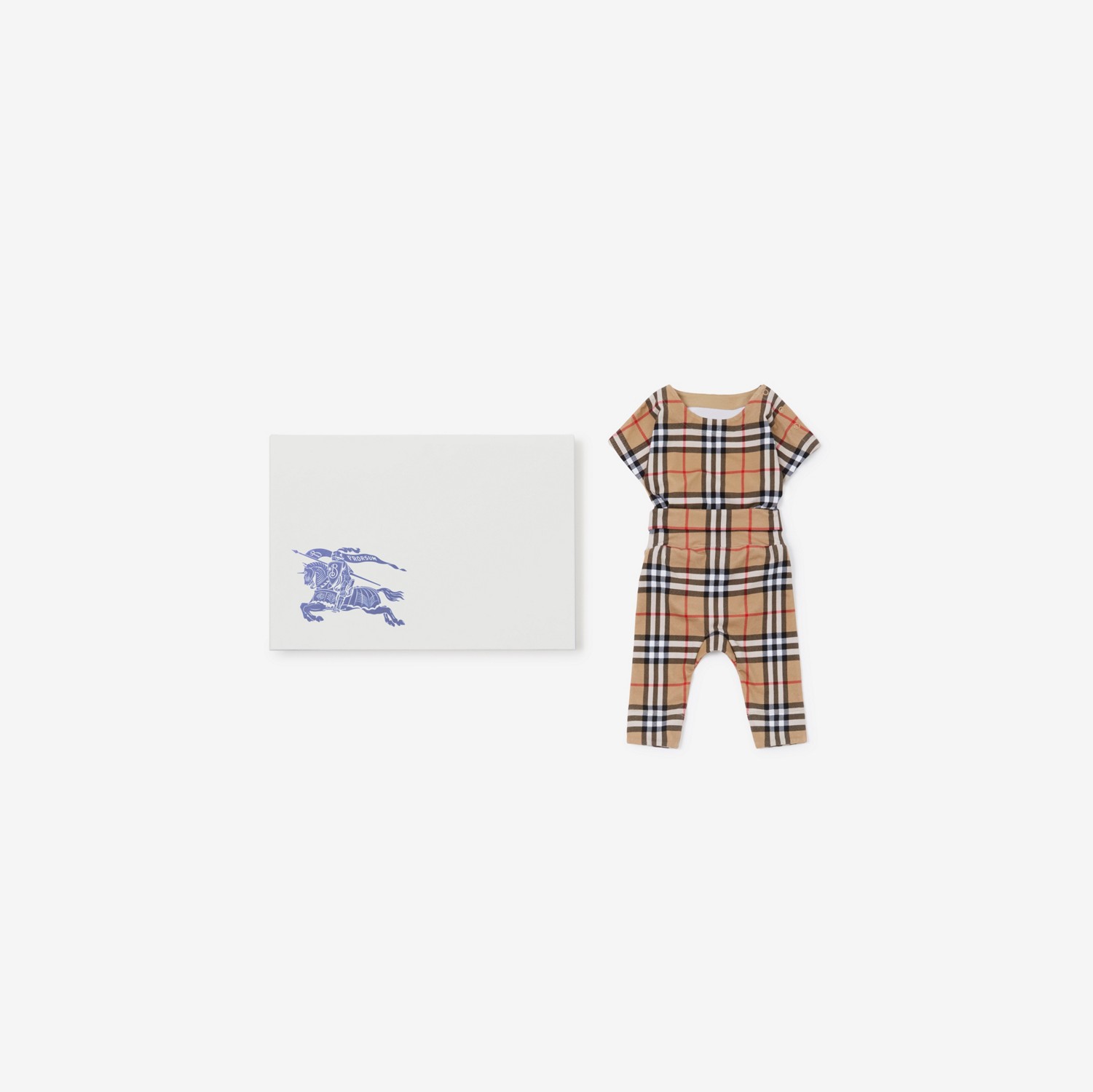 Gift set para bebê em algodão stretch com estampa Check