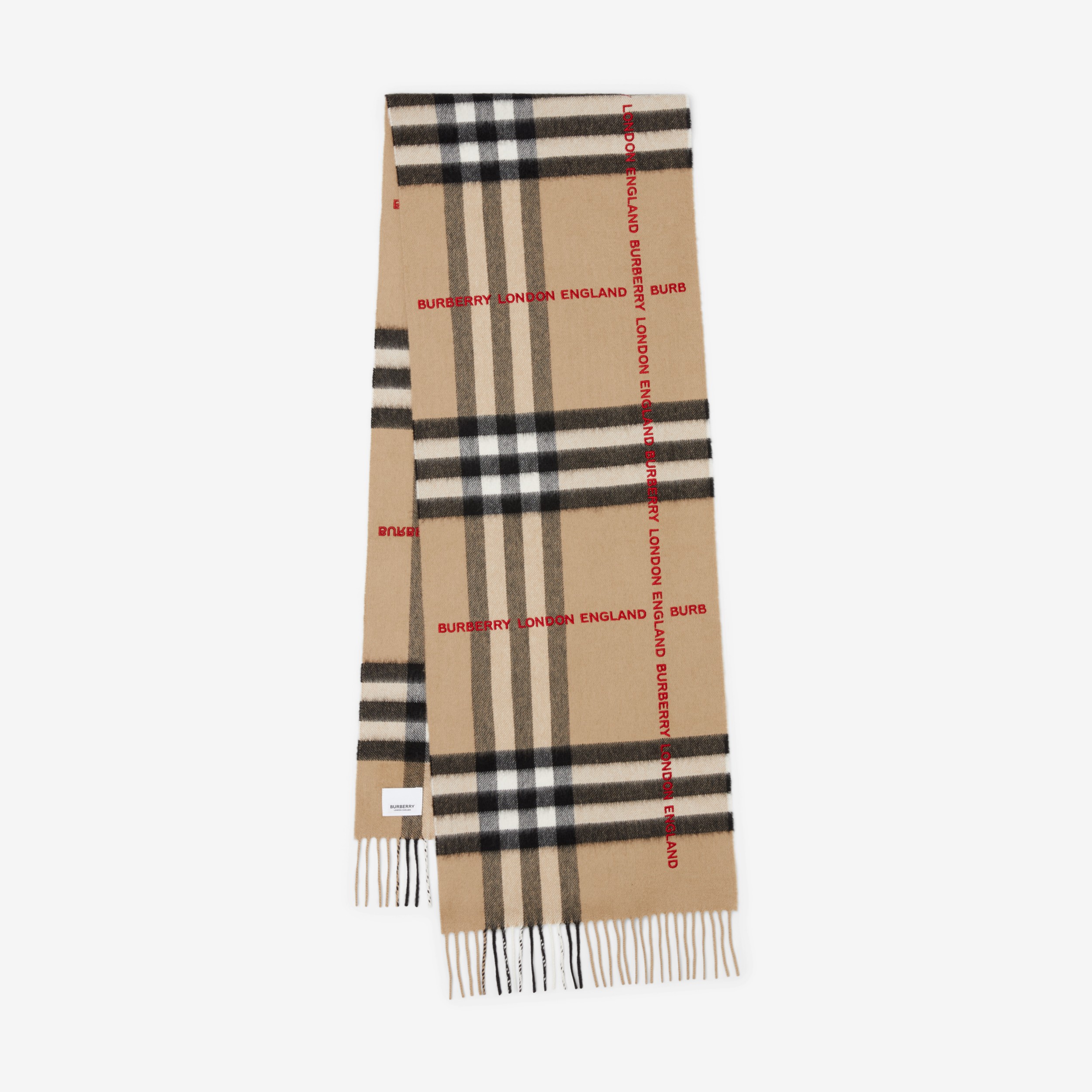 Logo Check Cashmere Scarf in Archive Beige | Burberry® Official