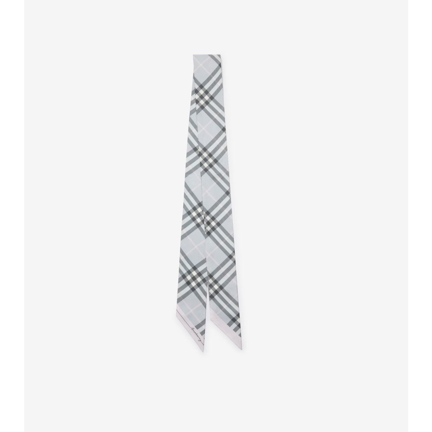 Skinny Contrast Check Silk Scarf
