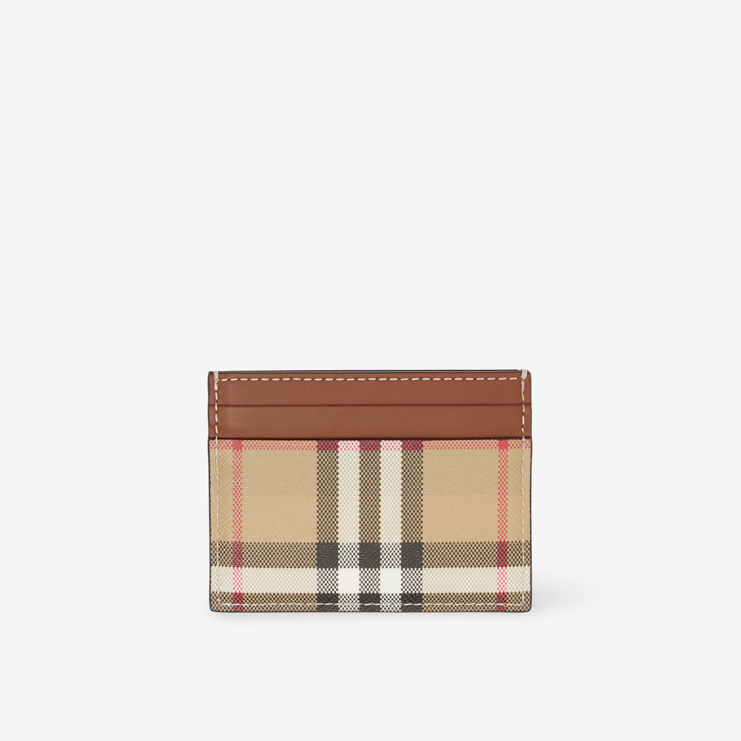 Vintage Check and Leather Card Case in Tan - Women | Burberry® Official - 1