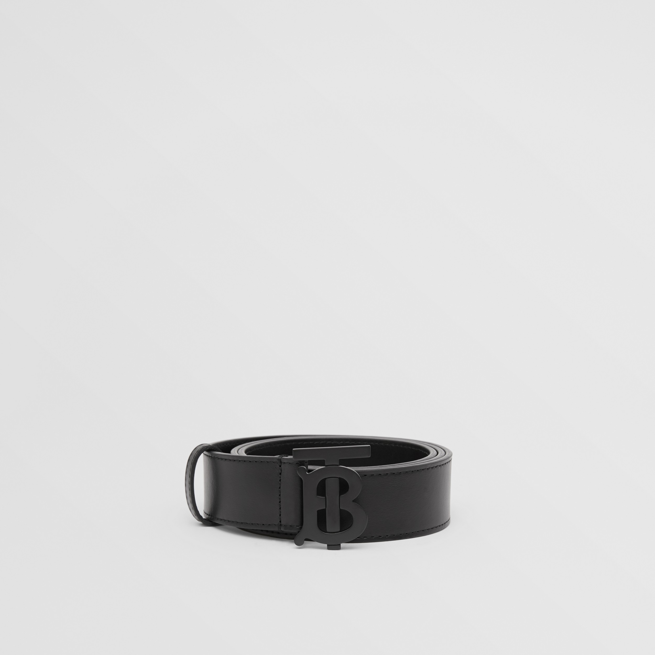 Monogram Motif Leather Belt in Matt Black - Men | Burberry® Official - 4