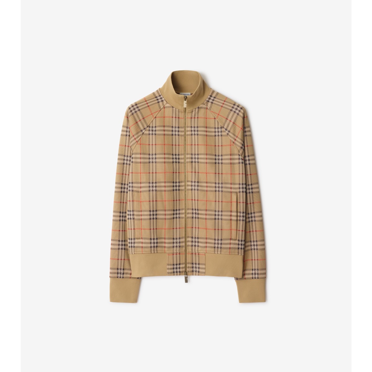 Burberry Beige Sweatshirt With Check Motif In Jacquard
