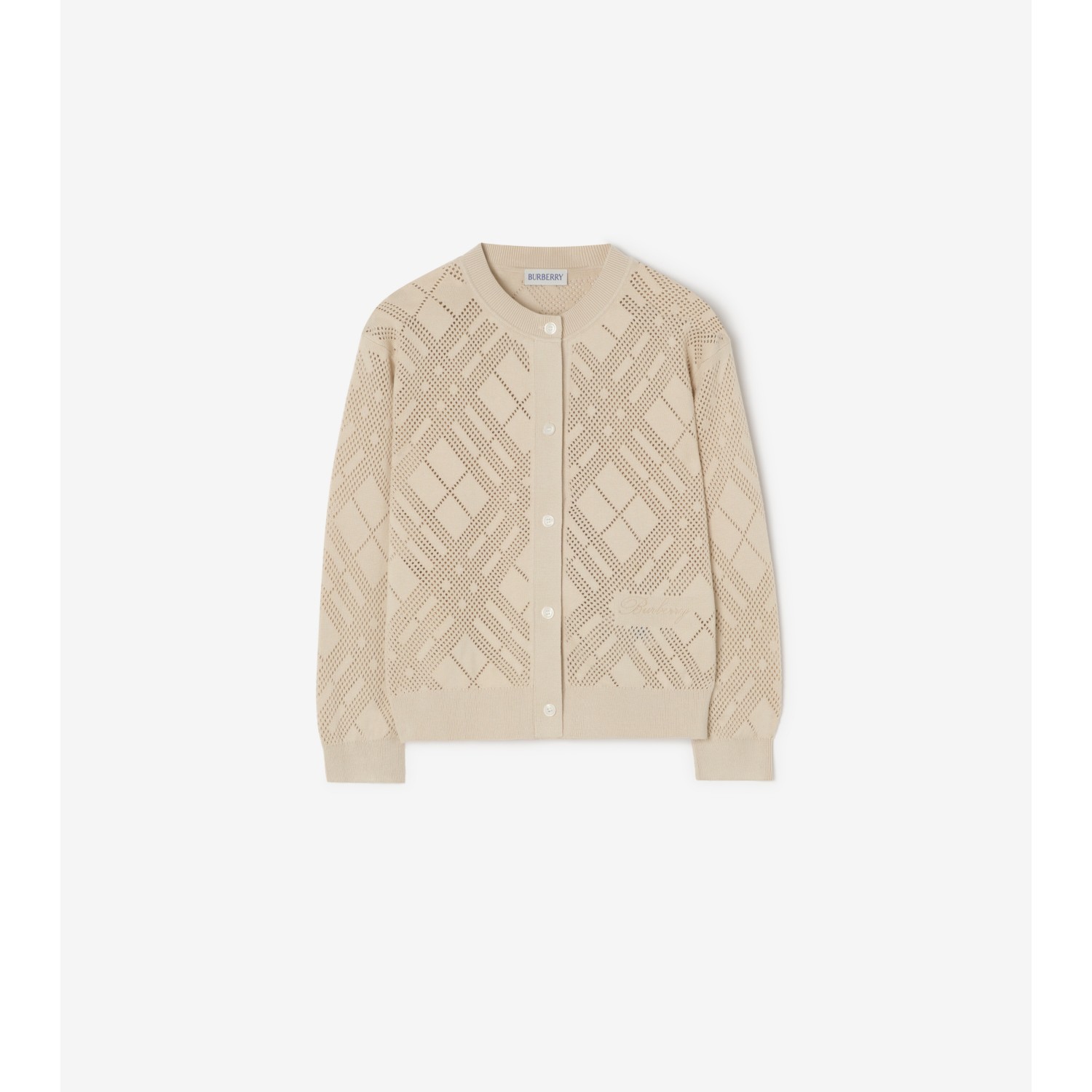 Pointelle Knit Cotton Cardigan