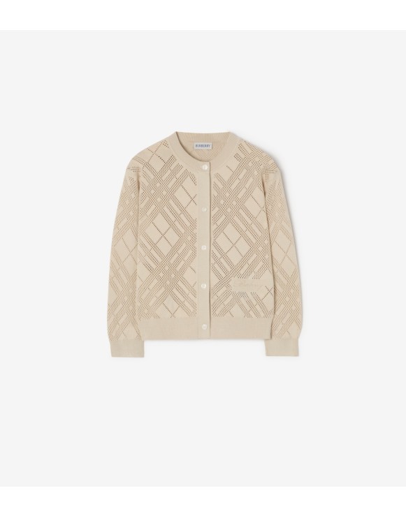 Cardigan en coton à maille pointelle