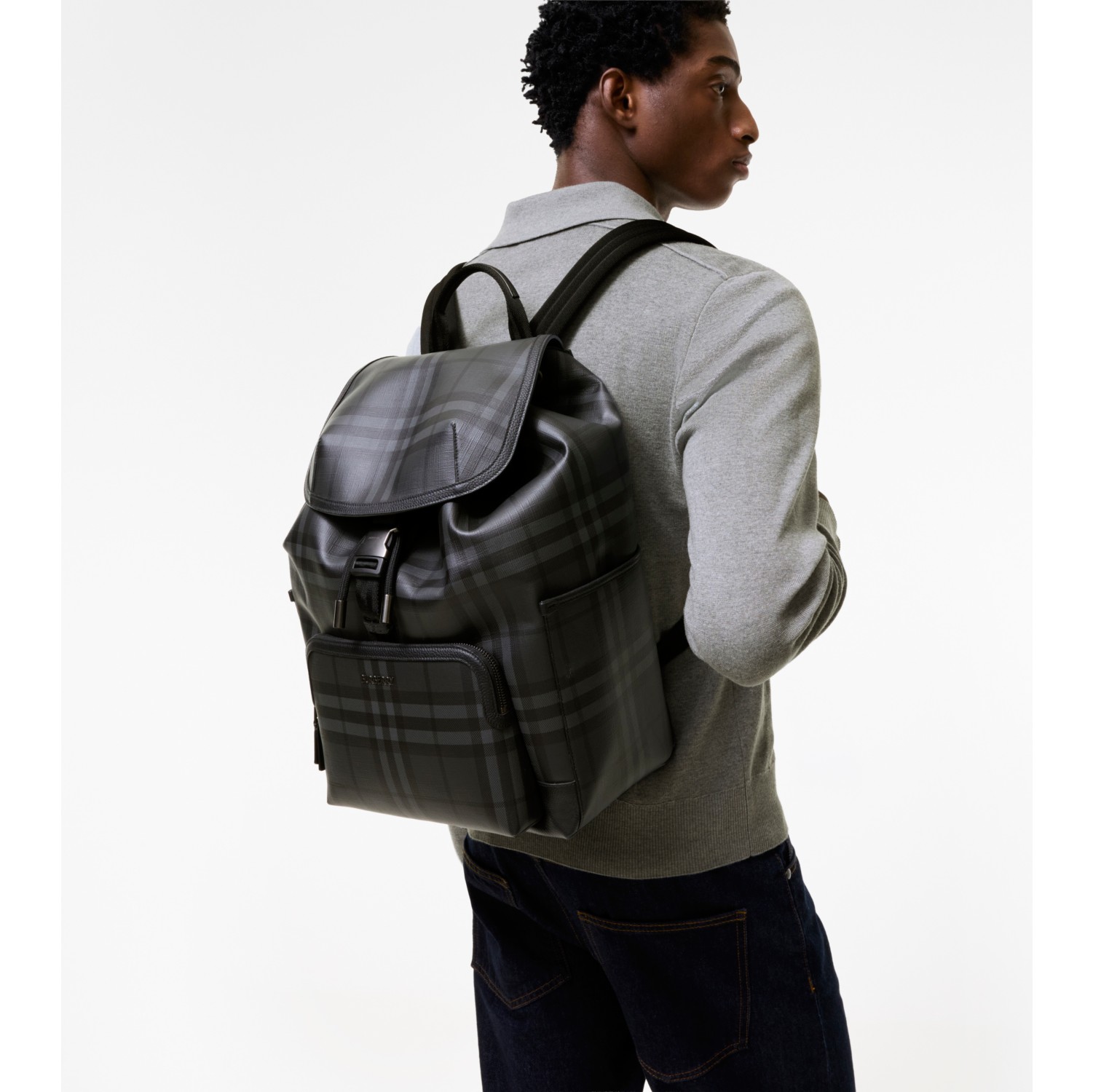 Rucksack „City“ in Check mit Clip