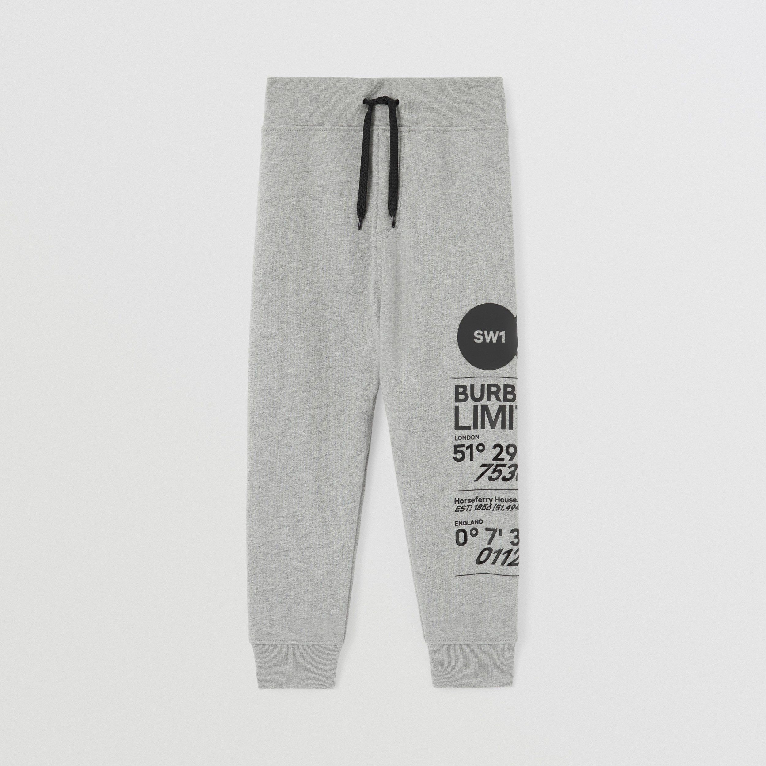Montage Print Cotton Jogging Pants in Grey Melange | Burberry® Official - 1