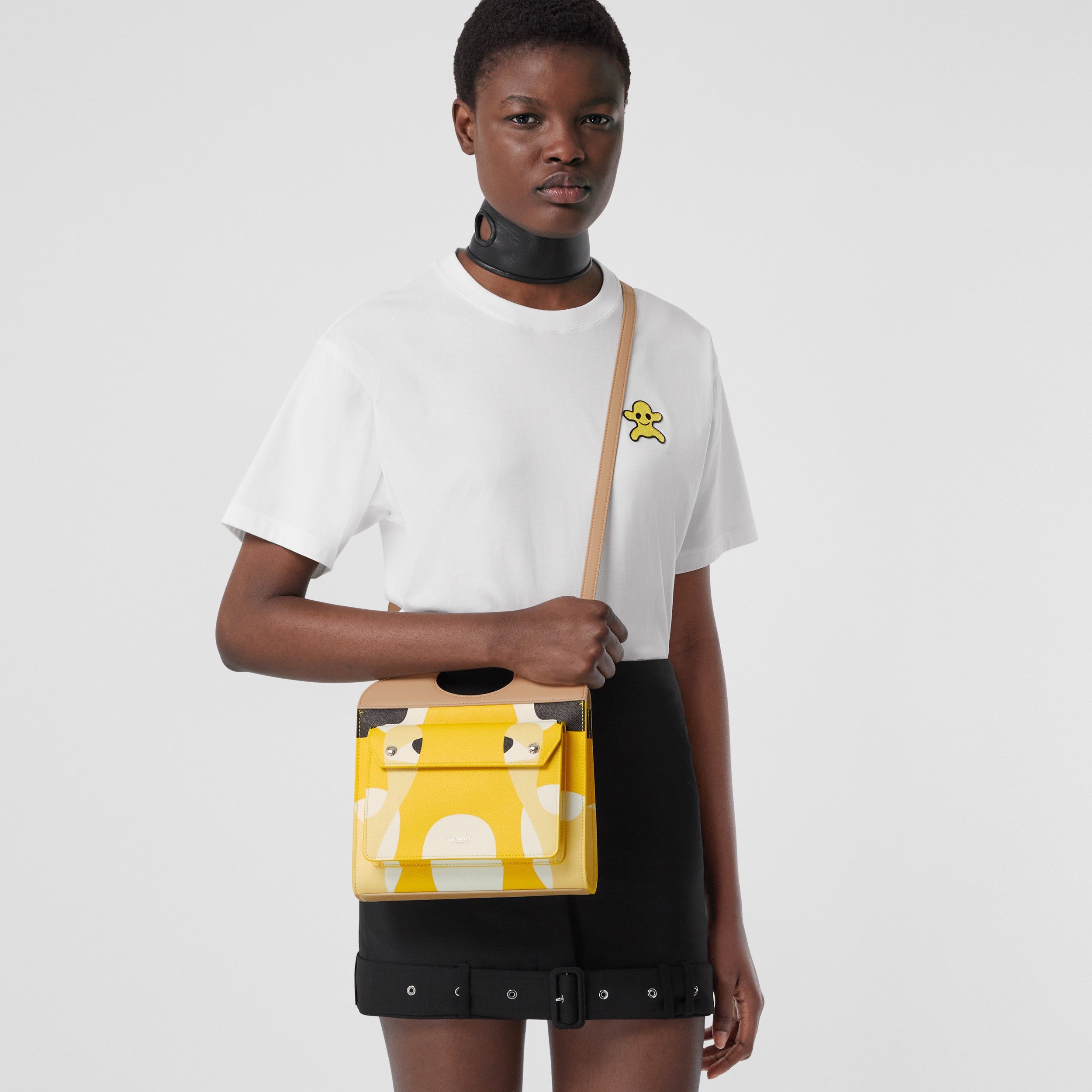 Mini Abstract Print Pocket Bag in Yellow - Women | Burberry® Official - 3