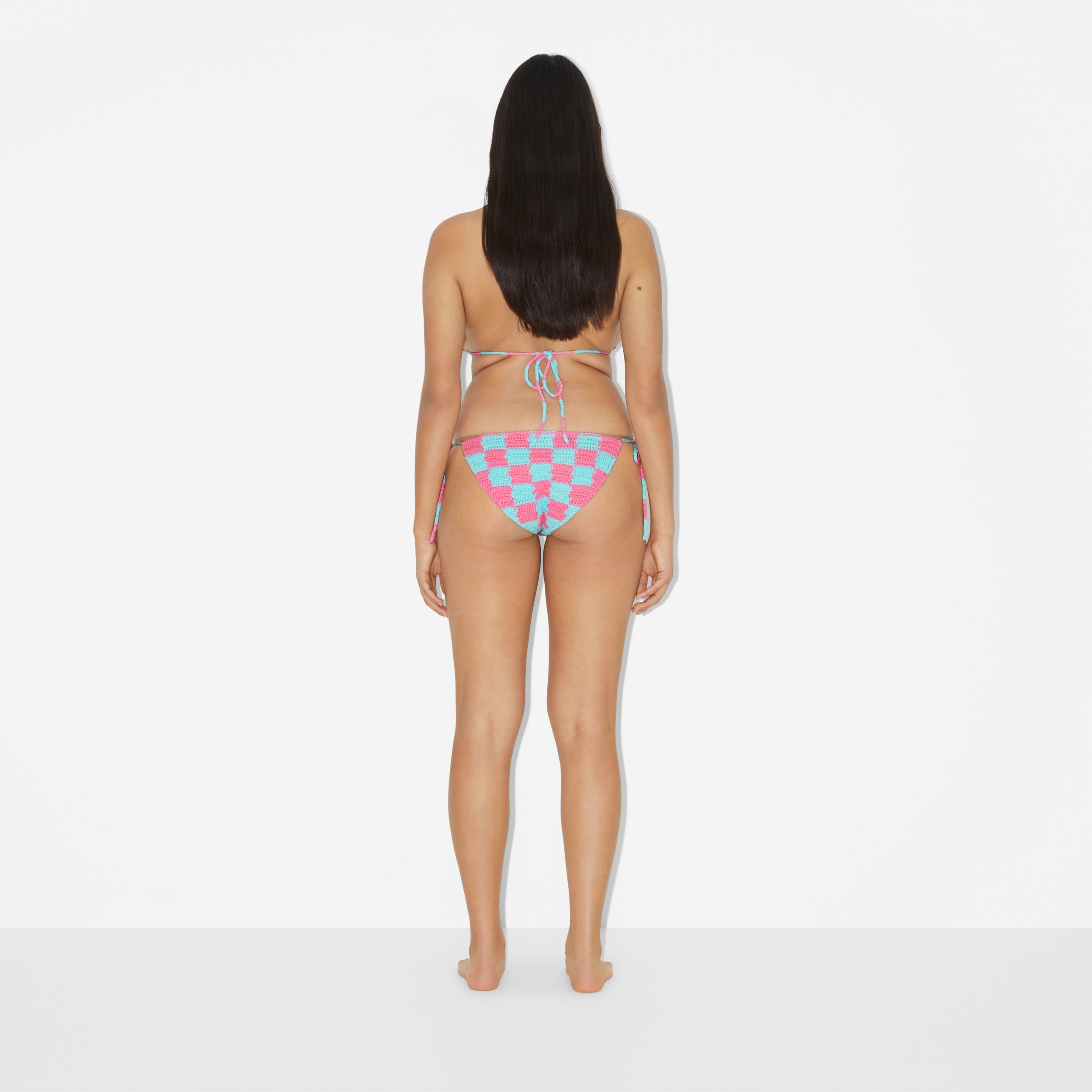 Bikini in cotone tecnico all'uncinetto (Azzurro Topazio Brillante/rosa Caramella) - Donna | Sito ufficiale Burberry® - 4
