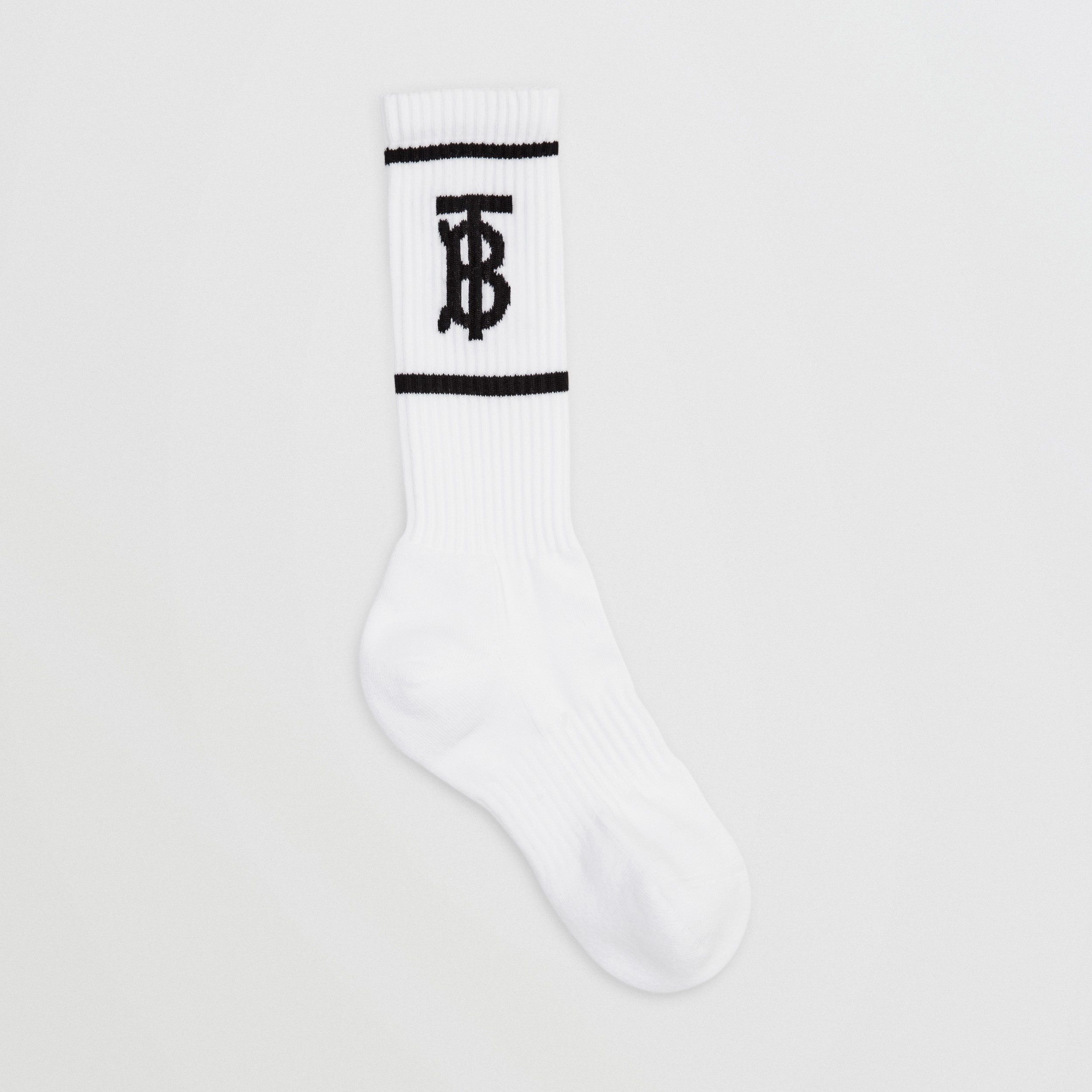 Monogram Motif Intarsia Cotton Blend Socks in White | Burberry® Official