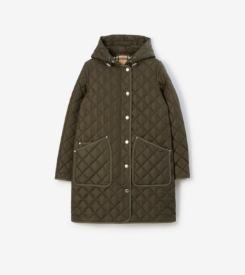 Olive green burberry quilted jacket hotsell