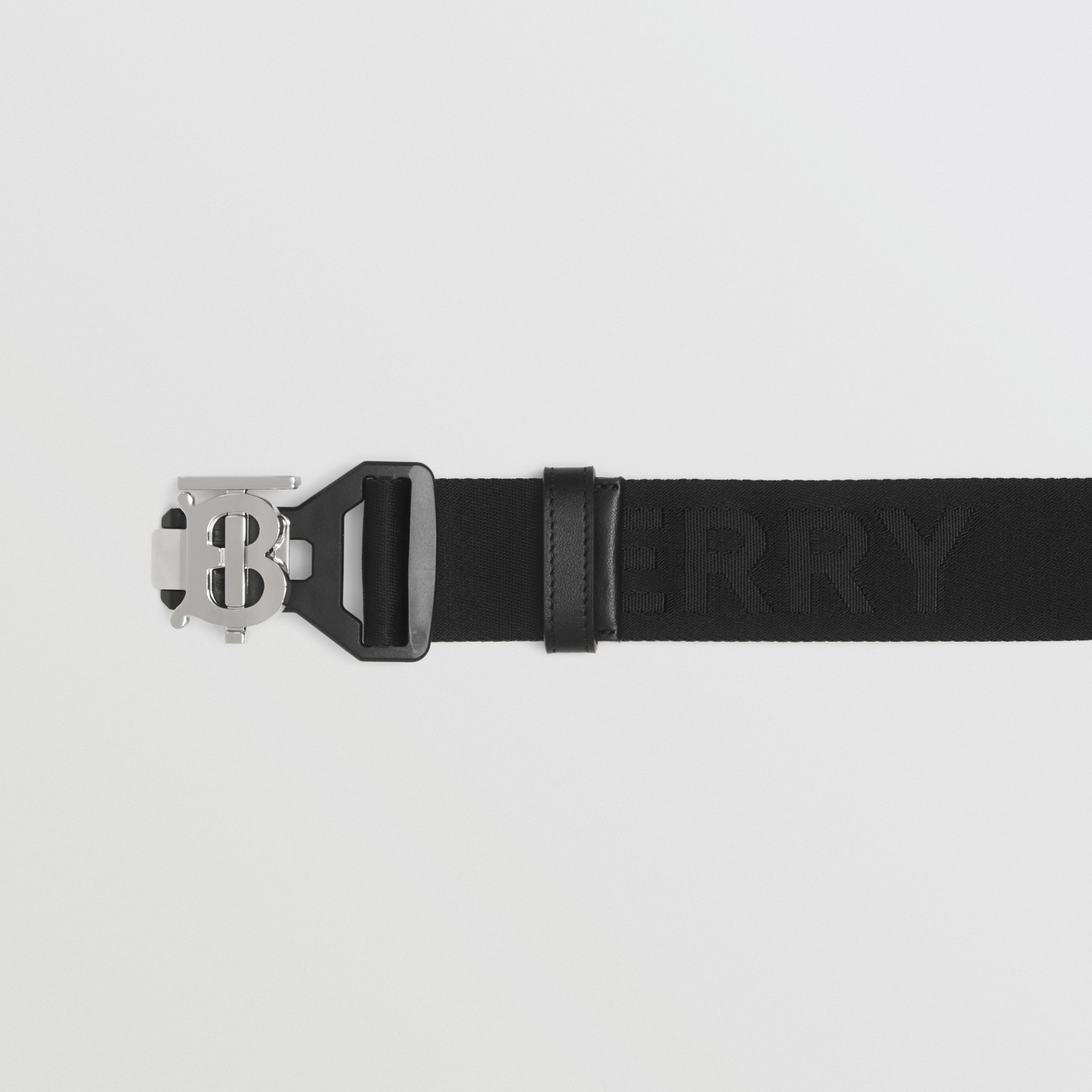 Logo Webbed Jacquard Wide TB Belt in Black - Men | Burberry® Official - 2
