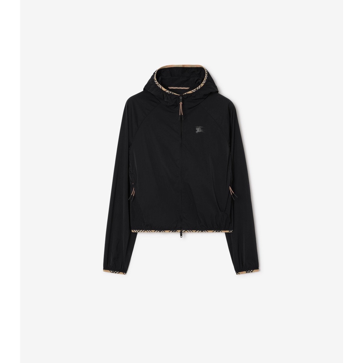  Check Stretch Nylon Hooded Jacket