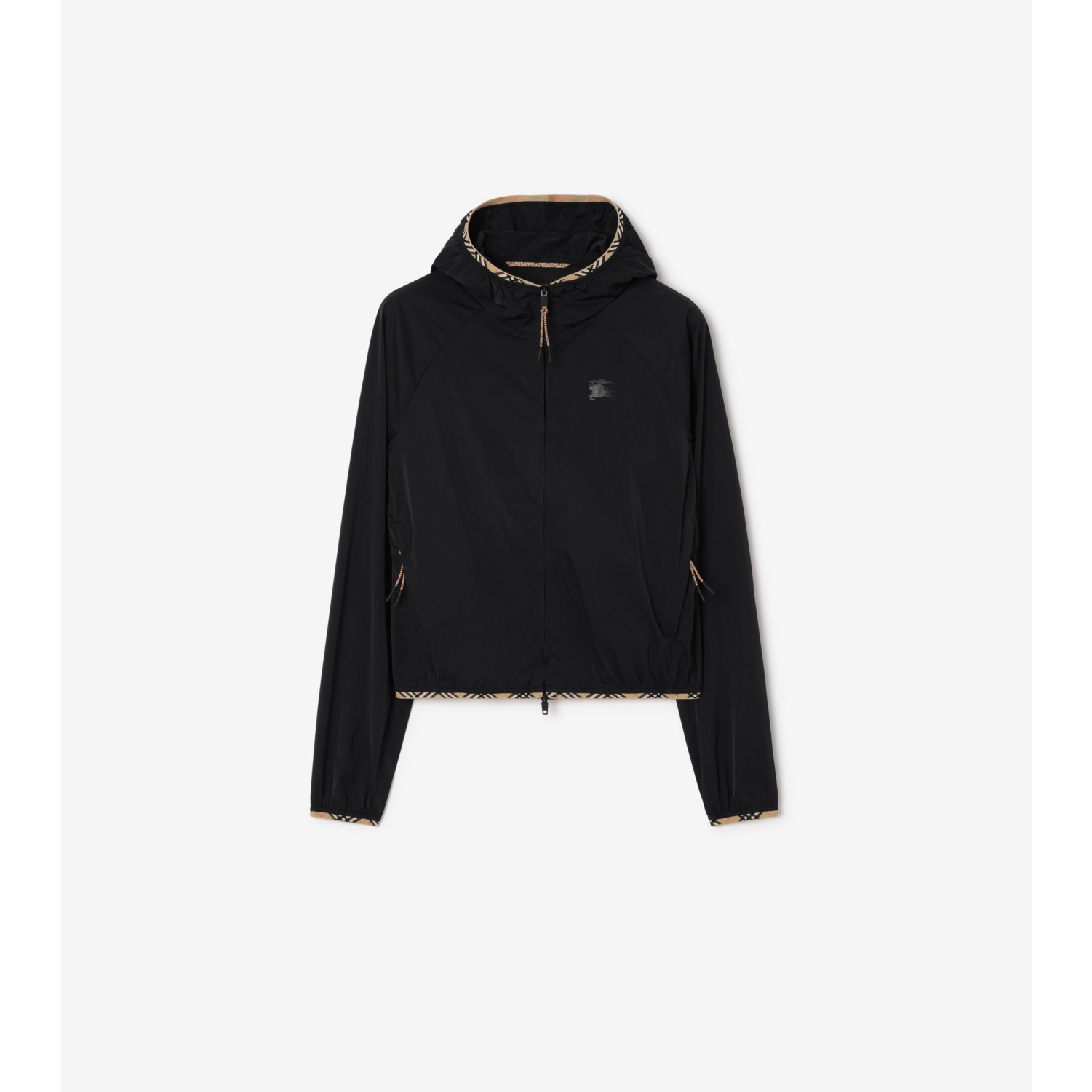 Giacca con cappuccio in nylon stretch