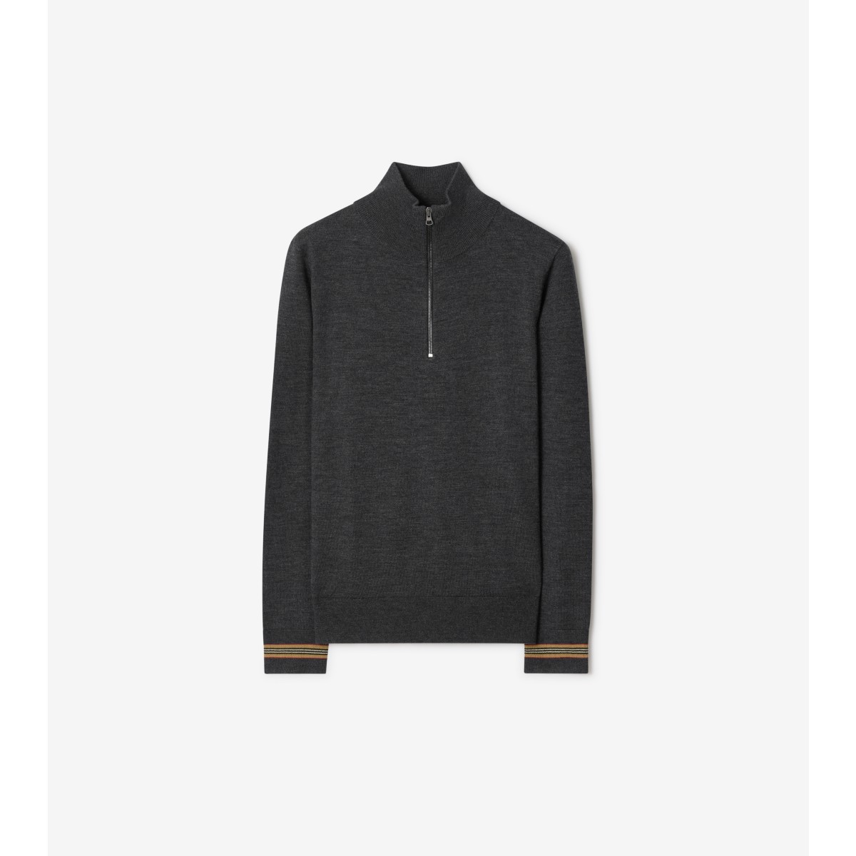 Burberry Wool Half-zip Sweater In Gray