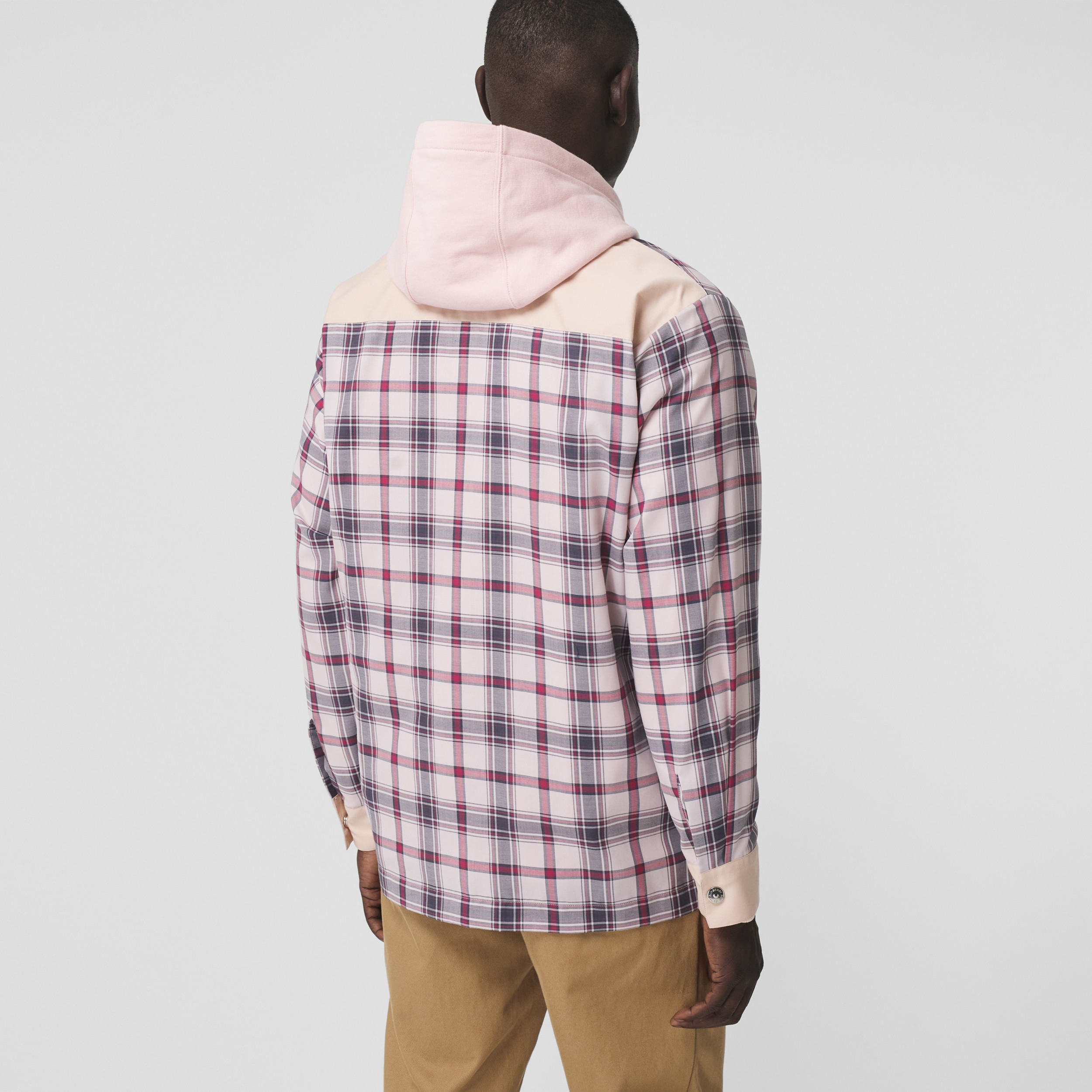 Varsity Graphic Check Technical Cotton Overshirt in Frosted Pink - Men | Burberry United States