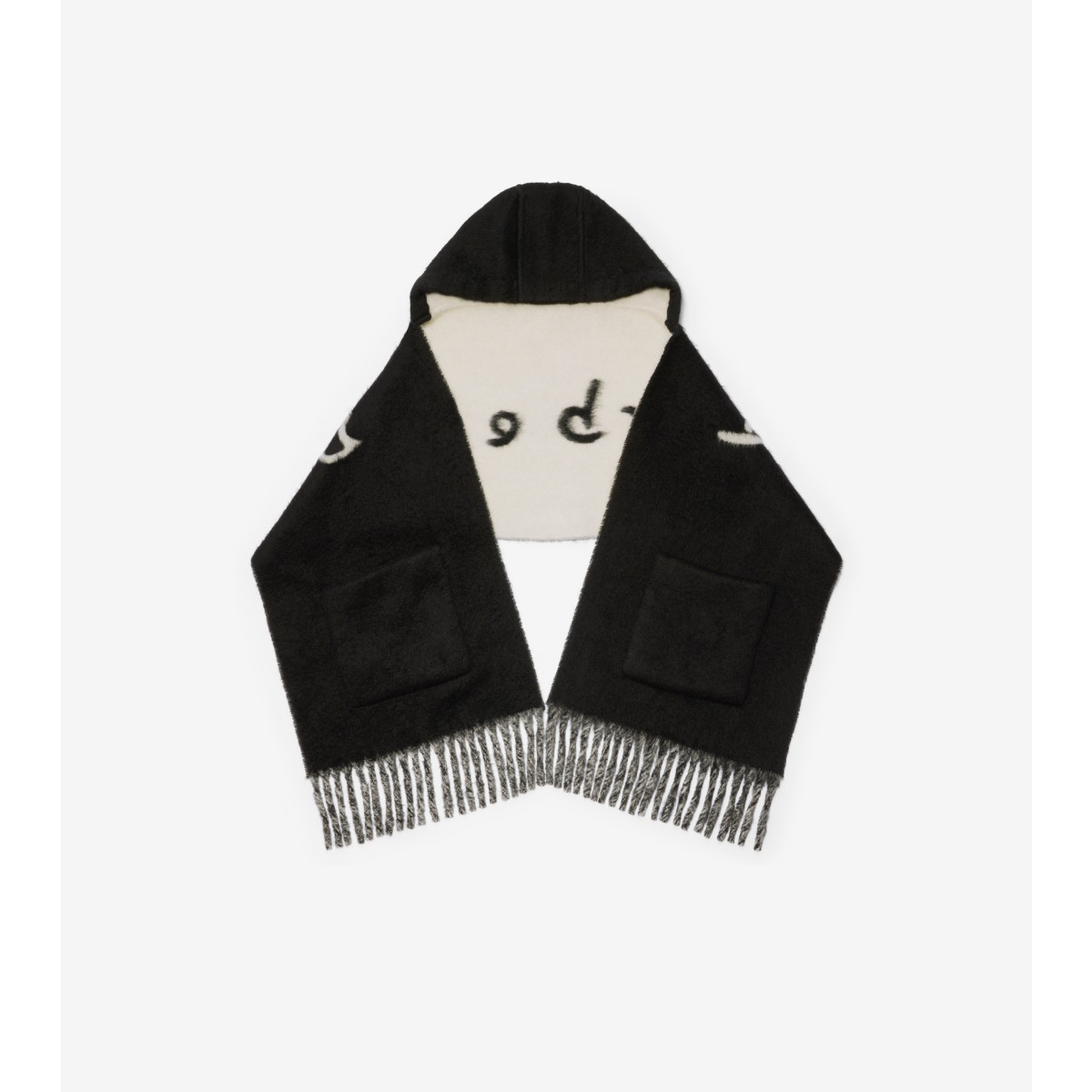  Logo Alpaca Wool Blend Hooded Scarf