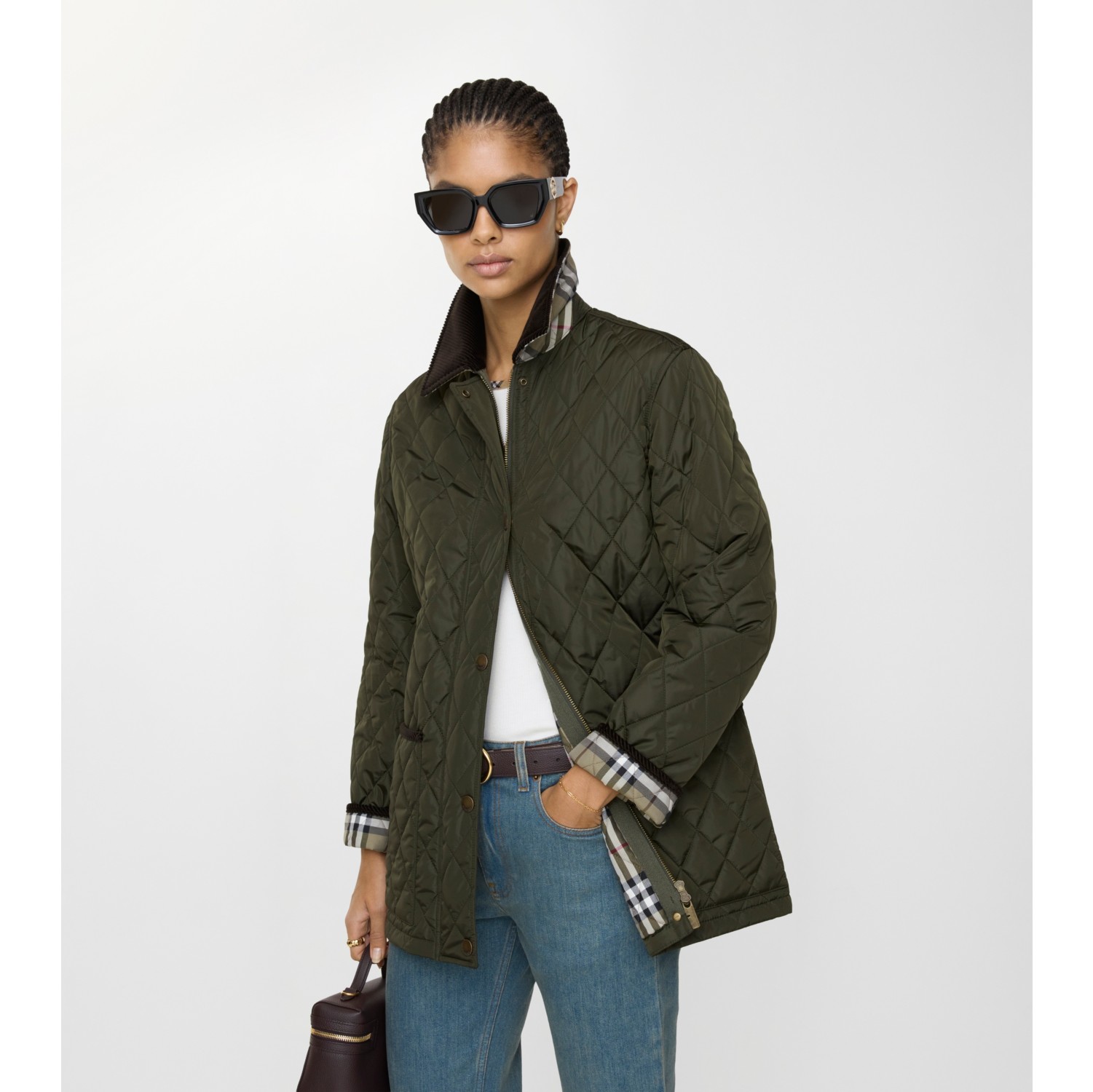 Quilted Nylon Barn Jacket in Shale/brush - Women | Burberry® Official