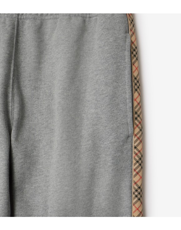 Check Trim Cotton Jogging Pants